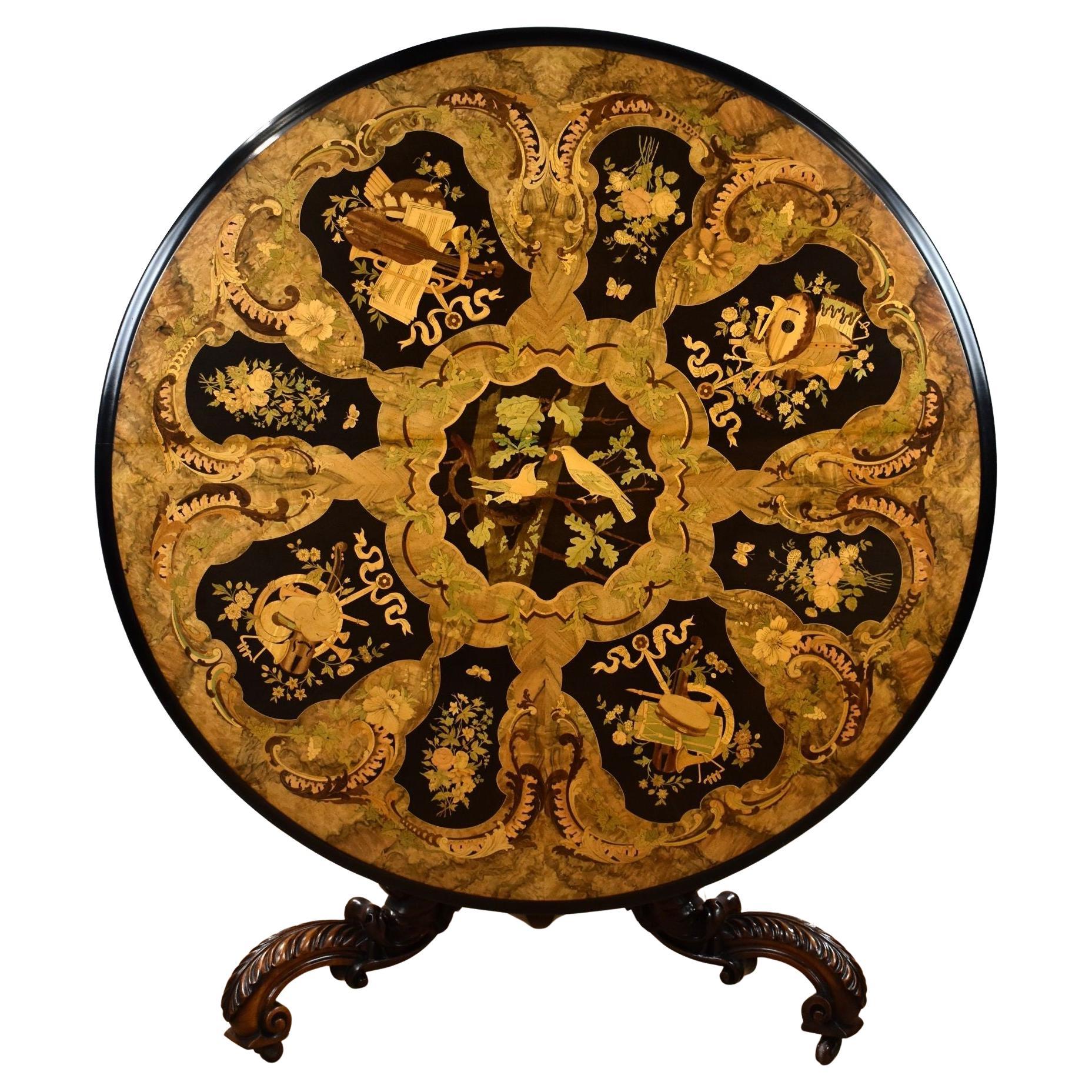 Victorian Burr Walnut Round Breakfast Table For Sale