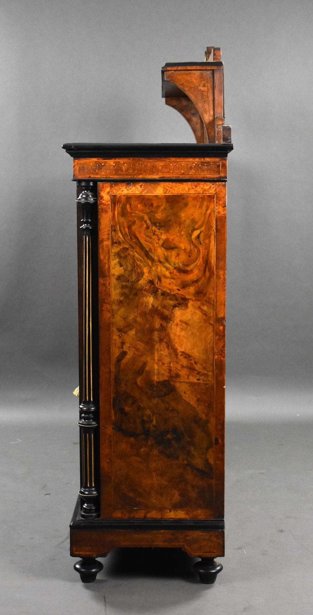 English Victorian Burr Walnut Sideboard For Sale