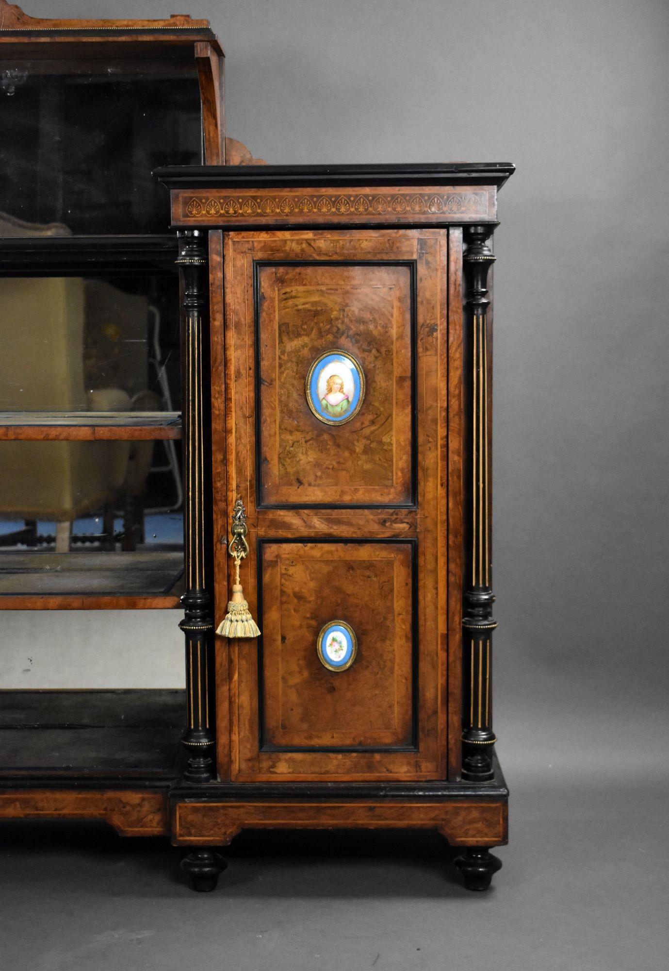 19th Century Victorian Burr Walnut Sideboard For Sale