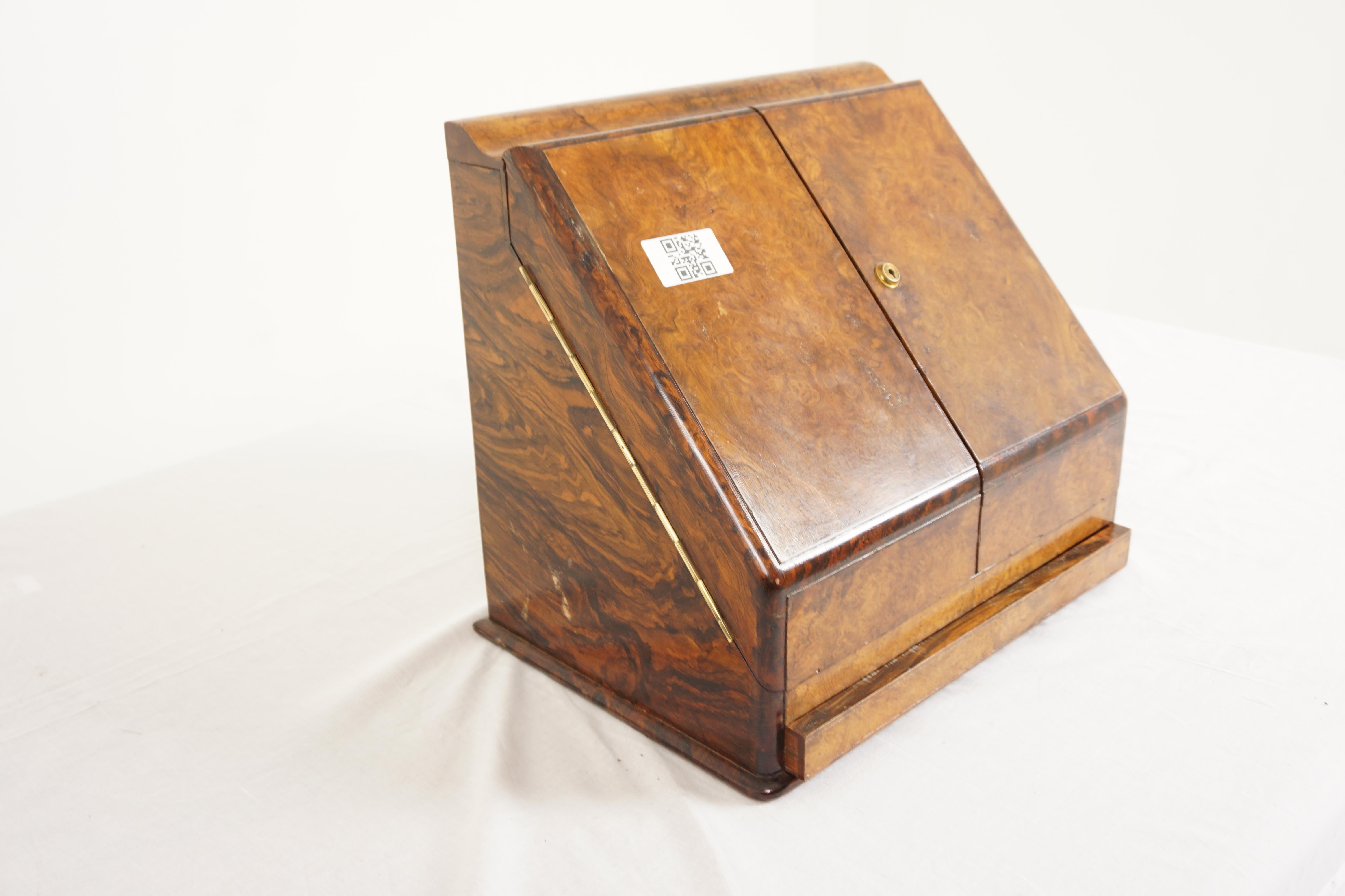 Viktorianische Schreibkasten aus Wurzelnussholz, Schachtel, Briefständer, Schottland 1880, H970 (Schottisch) im Angebot
