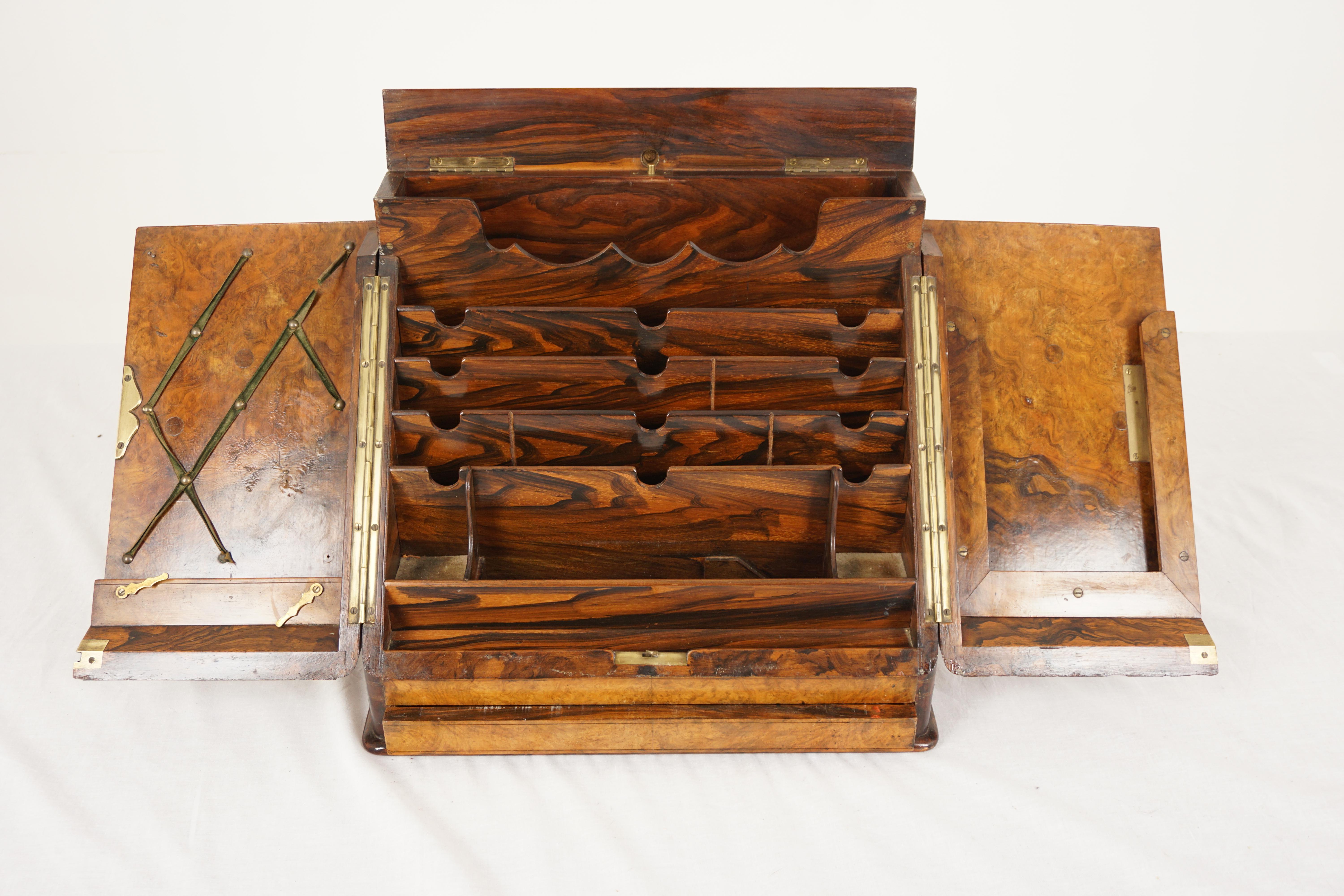 Viktorianische Schreibkasten aus Wurzelnussholz, Schachtel, Briefständer, Schottland 1880, H970 im Zustand „Gut“ im Angebot in Vancouver, BC