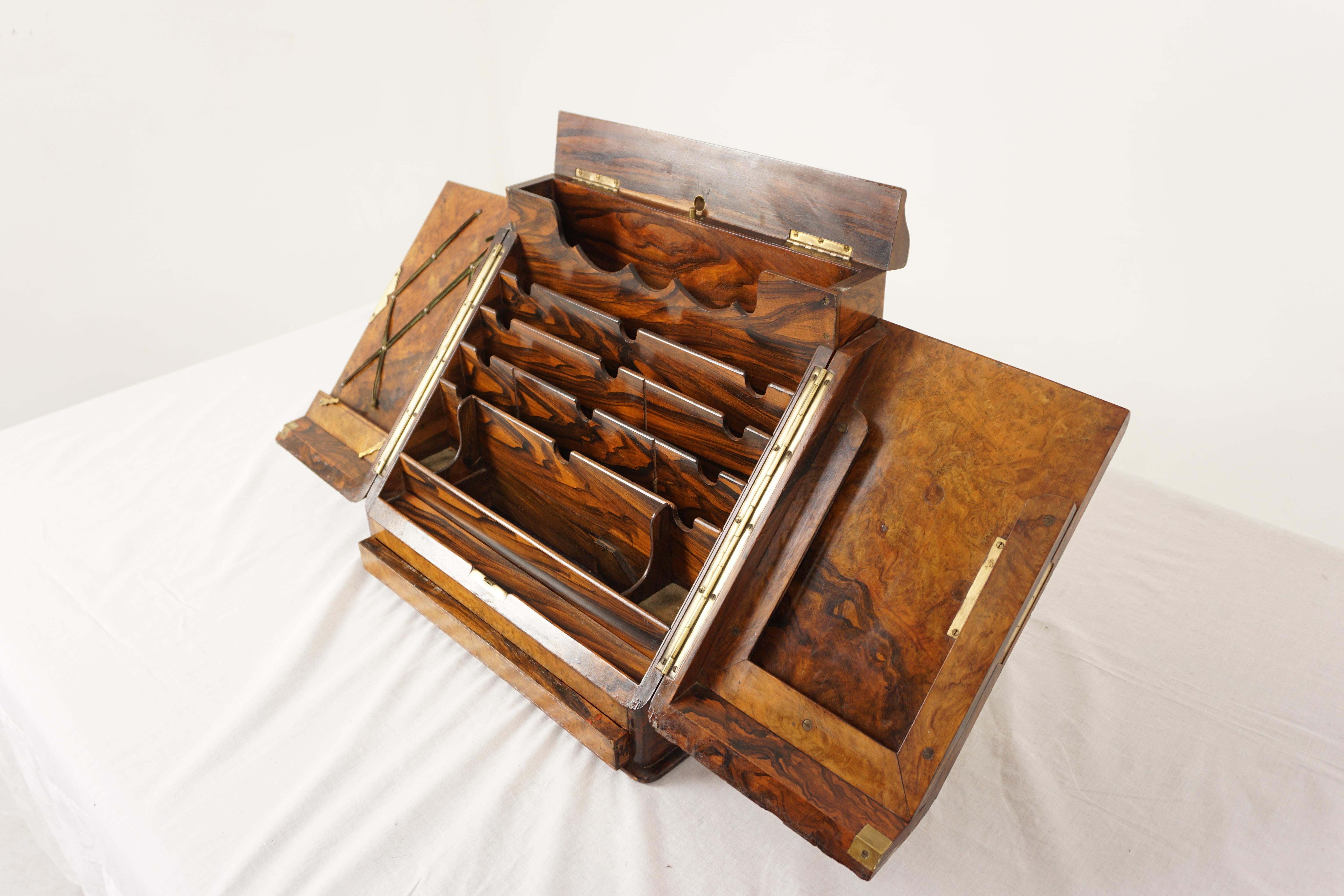 Scottish Victorian Burr Walnut Stationary/Writing Box, Letter Rack, Scotland 1880, H970 For Sale