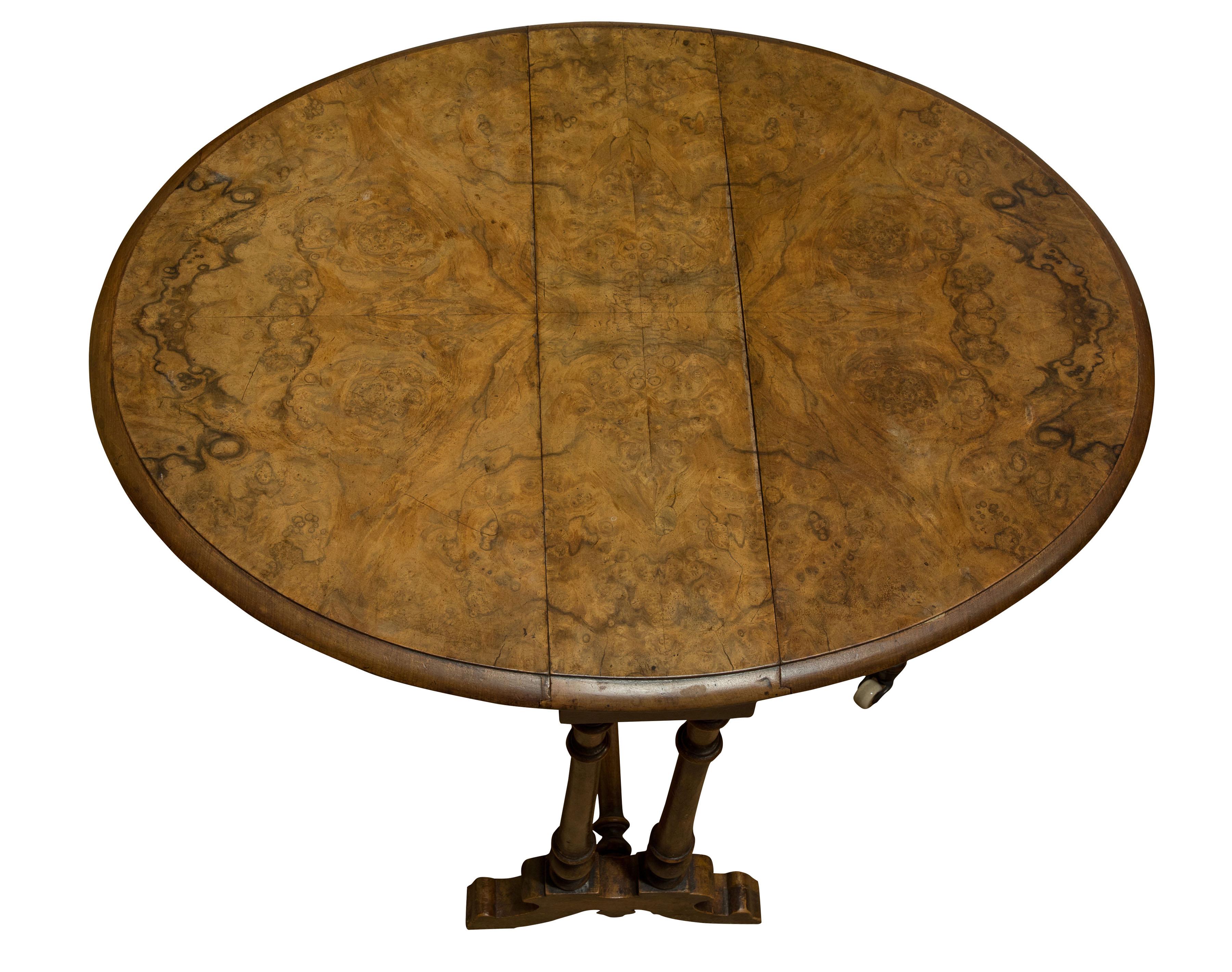 Late 19th Century Victorian Burr-Walnut Sutherland Table, circa 1880 For Sale