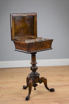 Victorian Burr Walnut Tea Poy