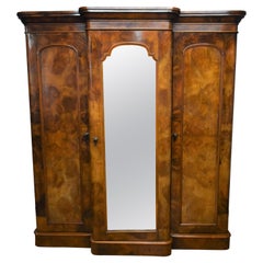 Antique Victorian Burr Walnut Three-Door Wardrobe