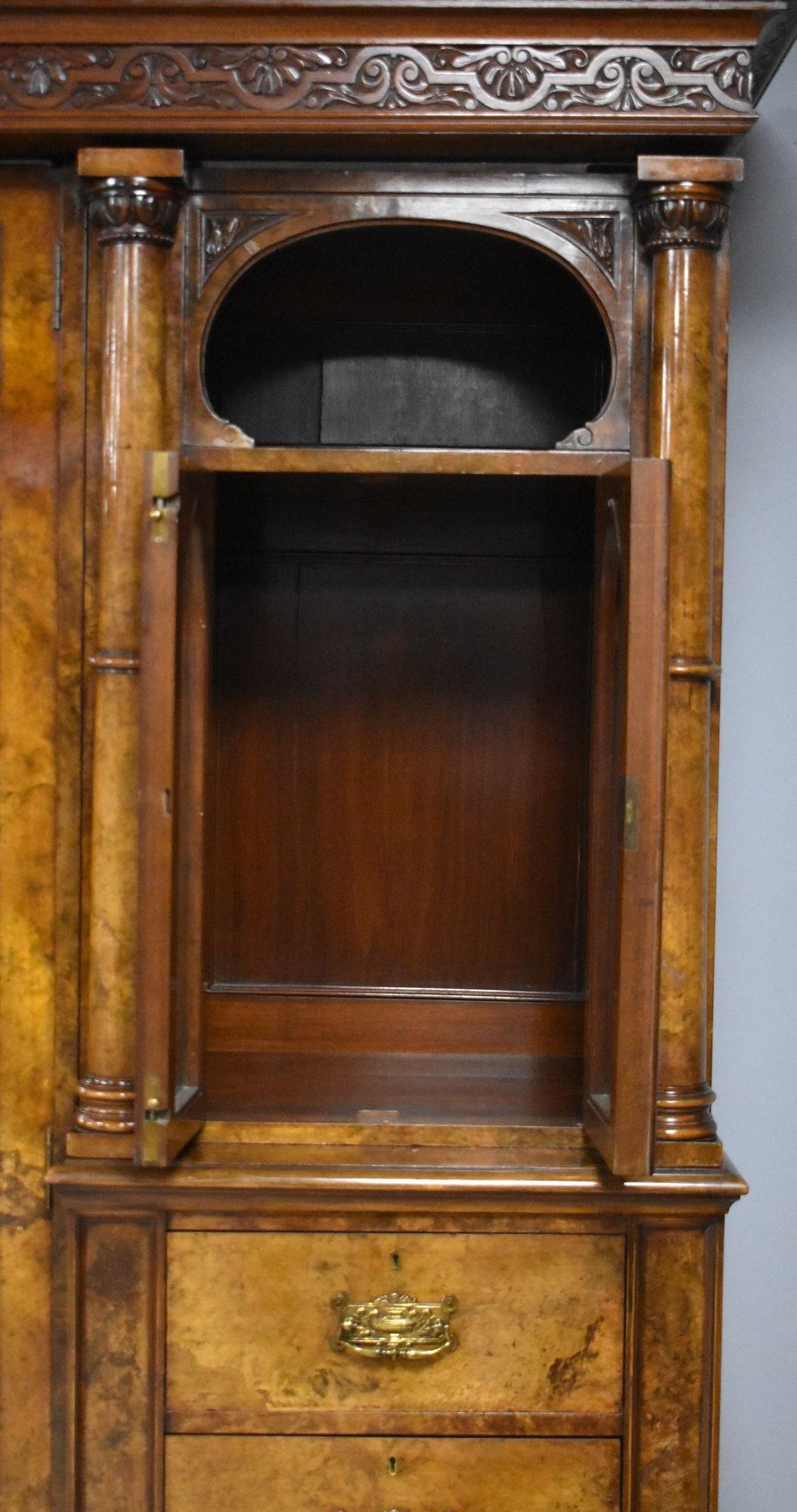Victorian Burr Walnut Triple Wardrobe 9