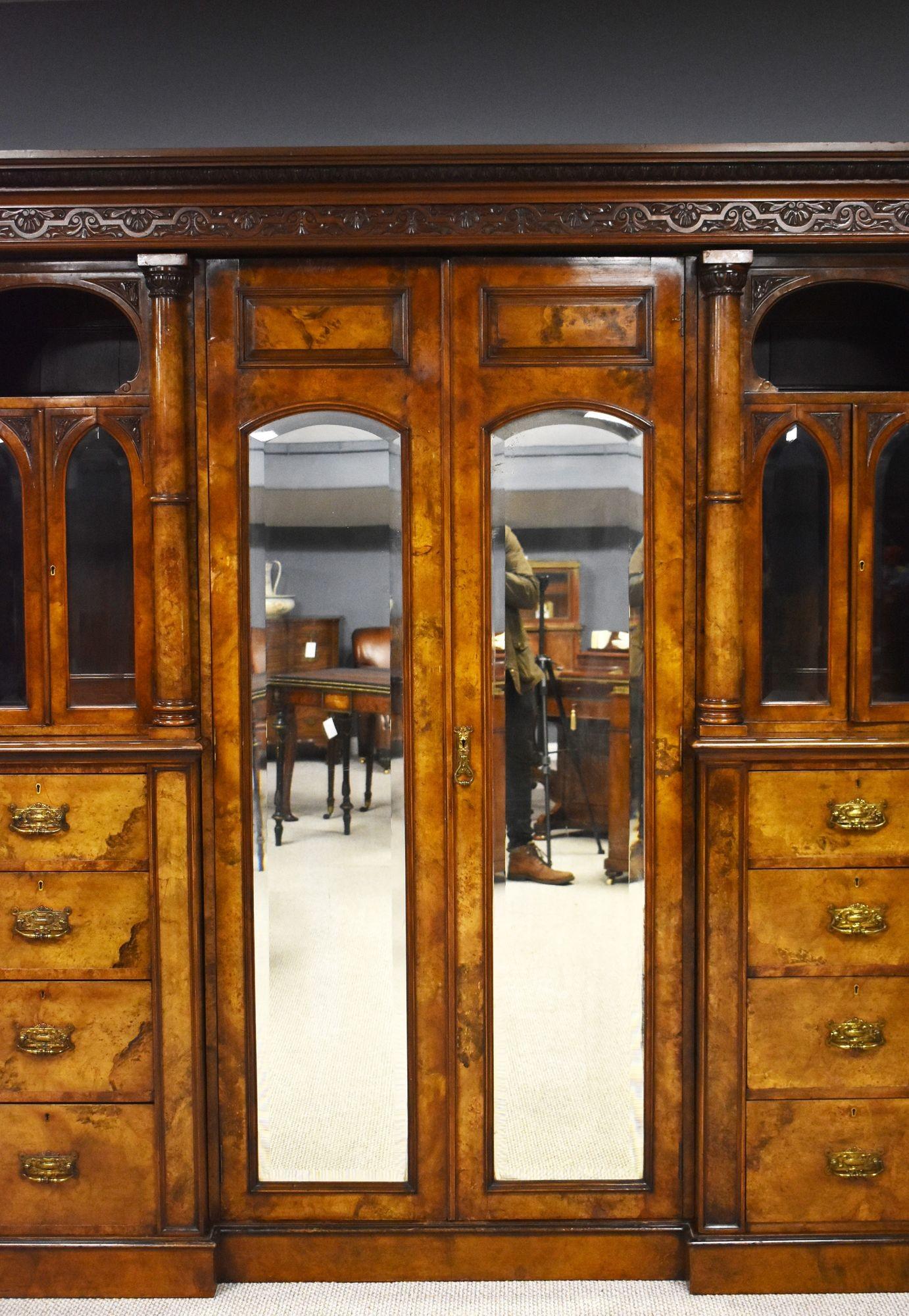 Victorian Burr Walnut Triple Wardrobe 2