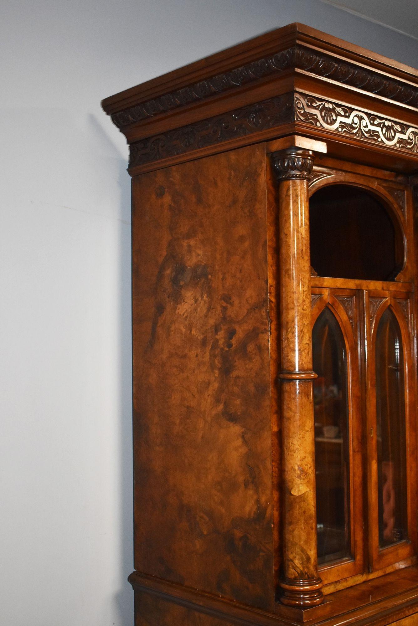 Victorian Burr Walnut Triple Wardrobe 4