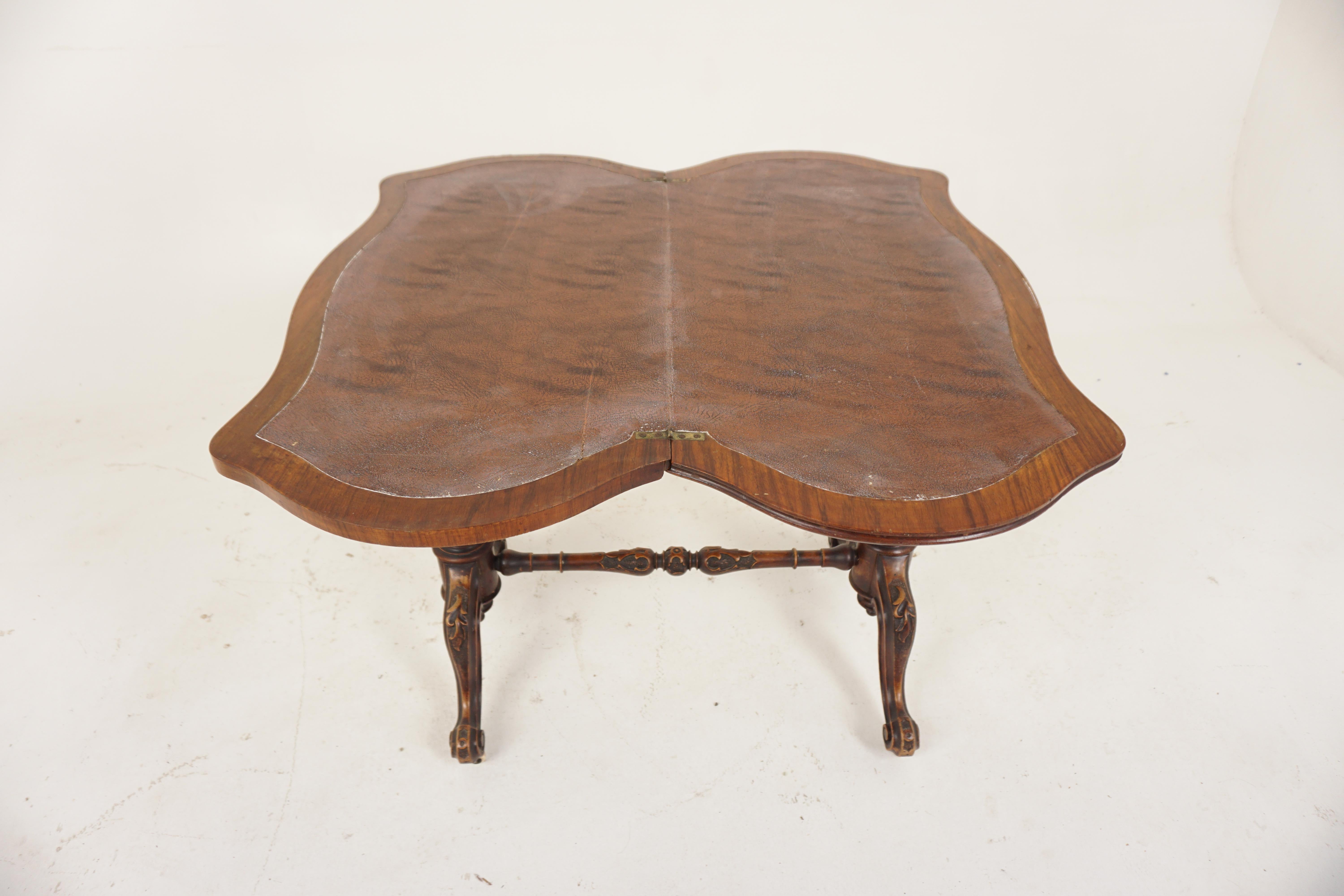 Victorian Burr Walnut Turn over Games Table, Tea Table, Scotland 1870, H668 For Sale 1