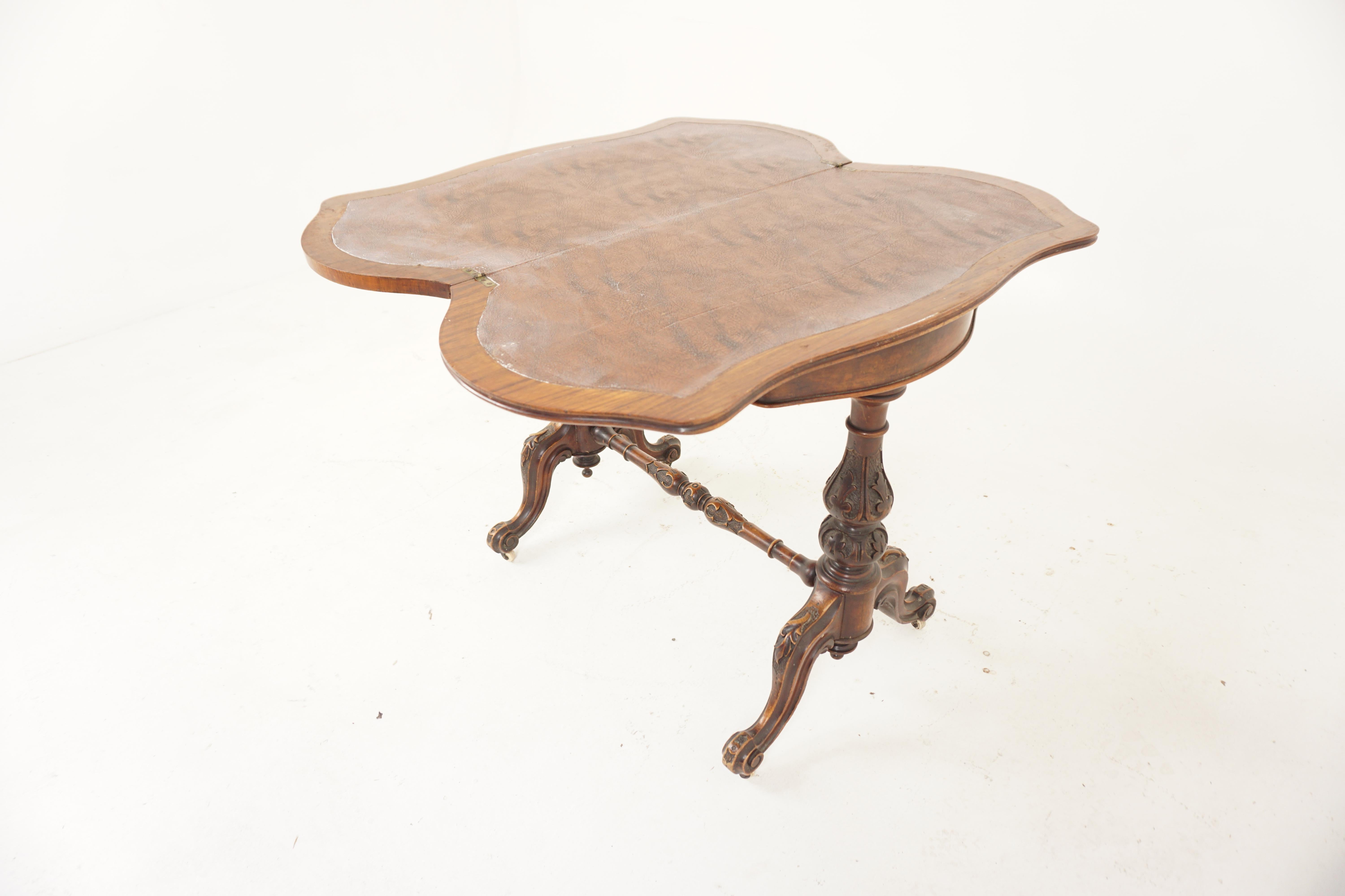 Victorian Burr Walnut Turn over Games Table, Tea Table, Scotland 1870, H668 For Sale 2