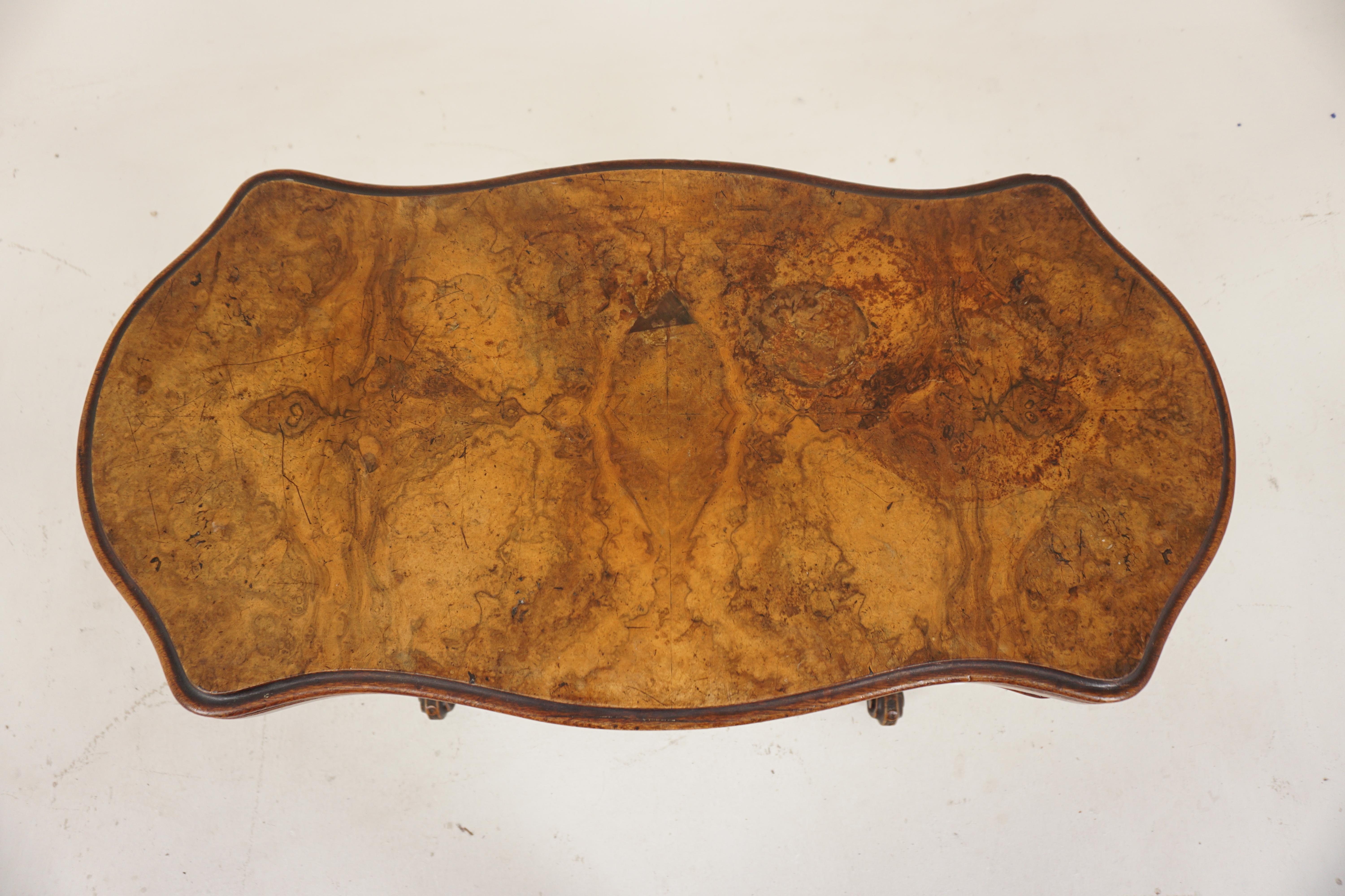 Victorian Burr Walnut Turn over Games Table, Tea Table, Scotland 1870, H668 For Sale 4