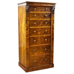 Antique Victorian Burr Walnut Wellington Chest