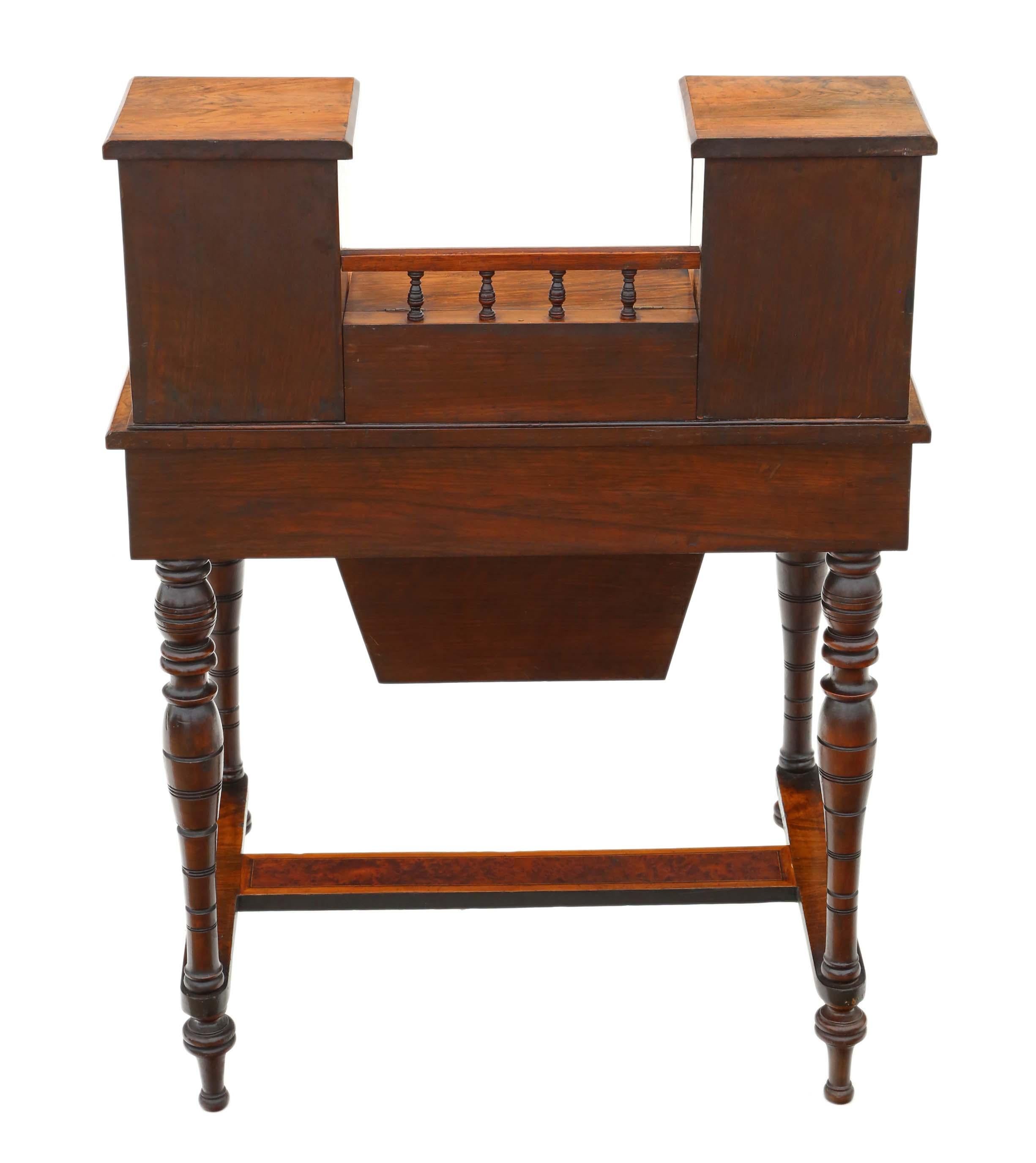 Victorian Burr Walnut Work Table Box 6