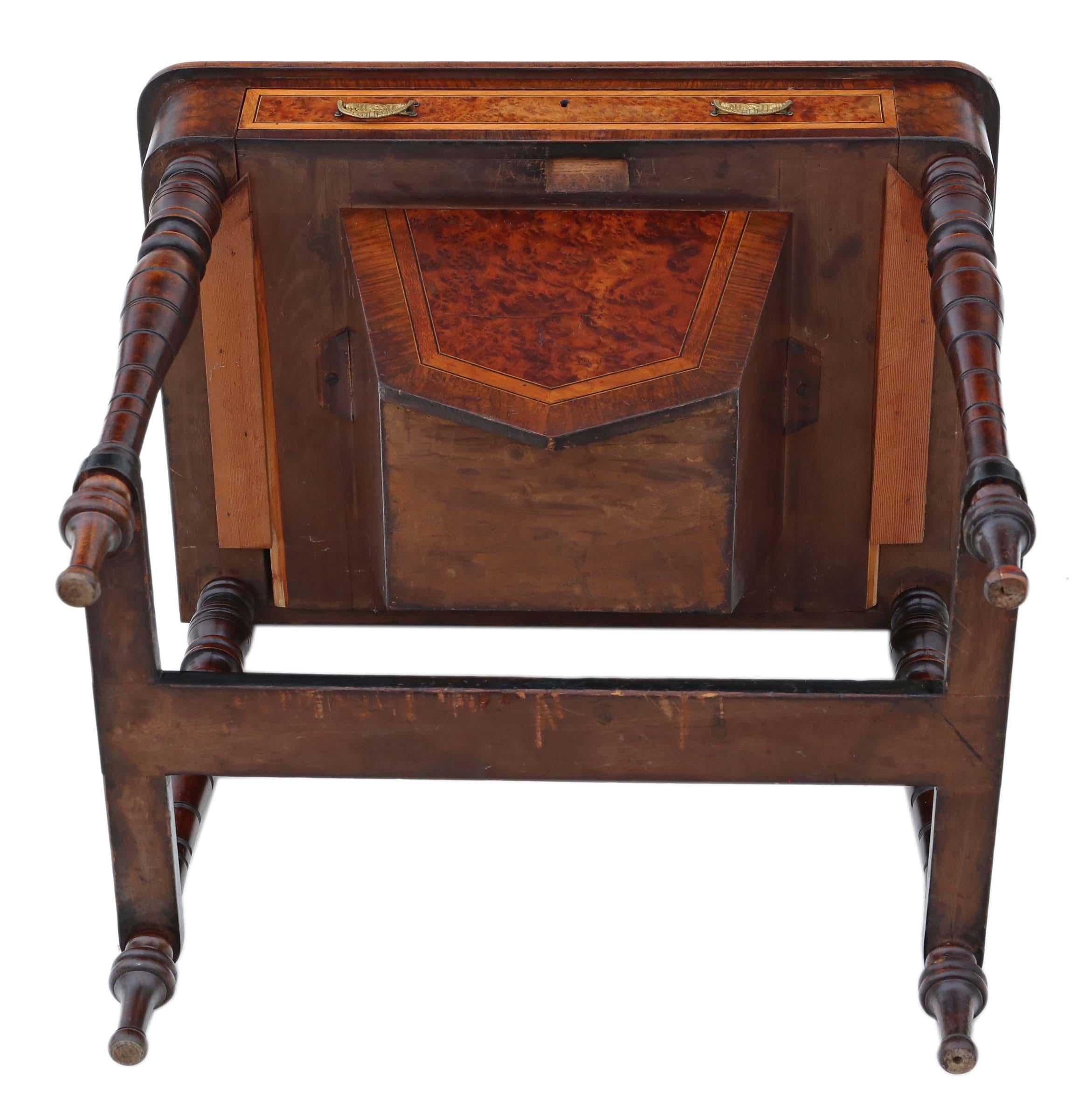 Victorian Burr Walnut Work Table Box 7