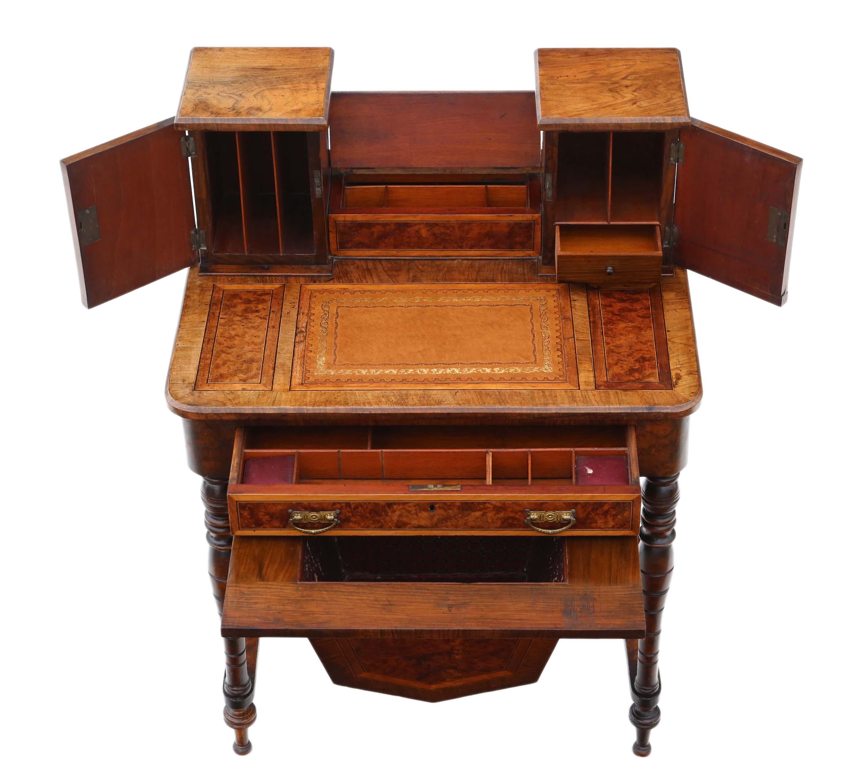 Late 19th Century Victorian Burr Walnut Work Table Box