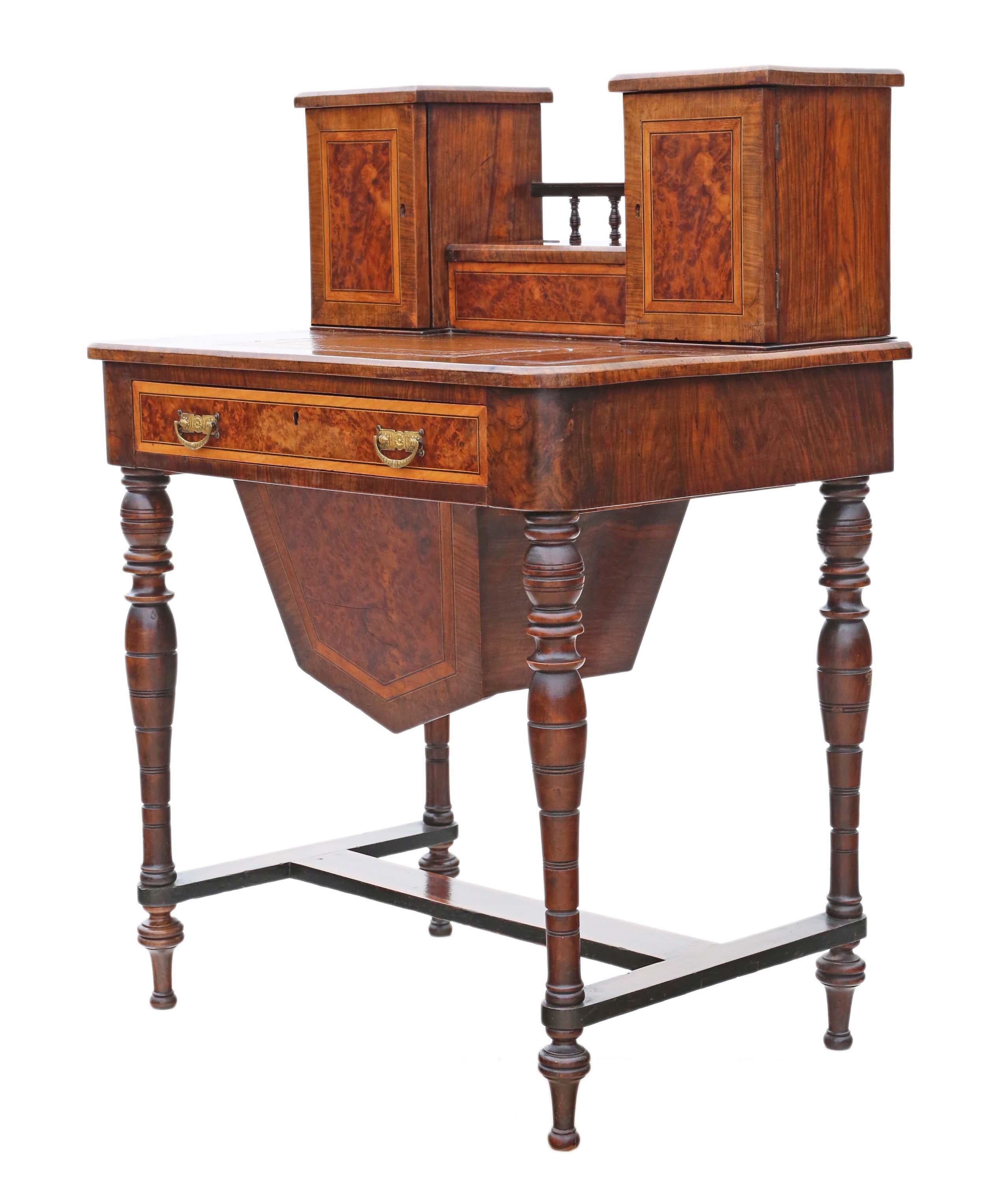 Victorian Burr Walnut Work Table Box 1