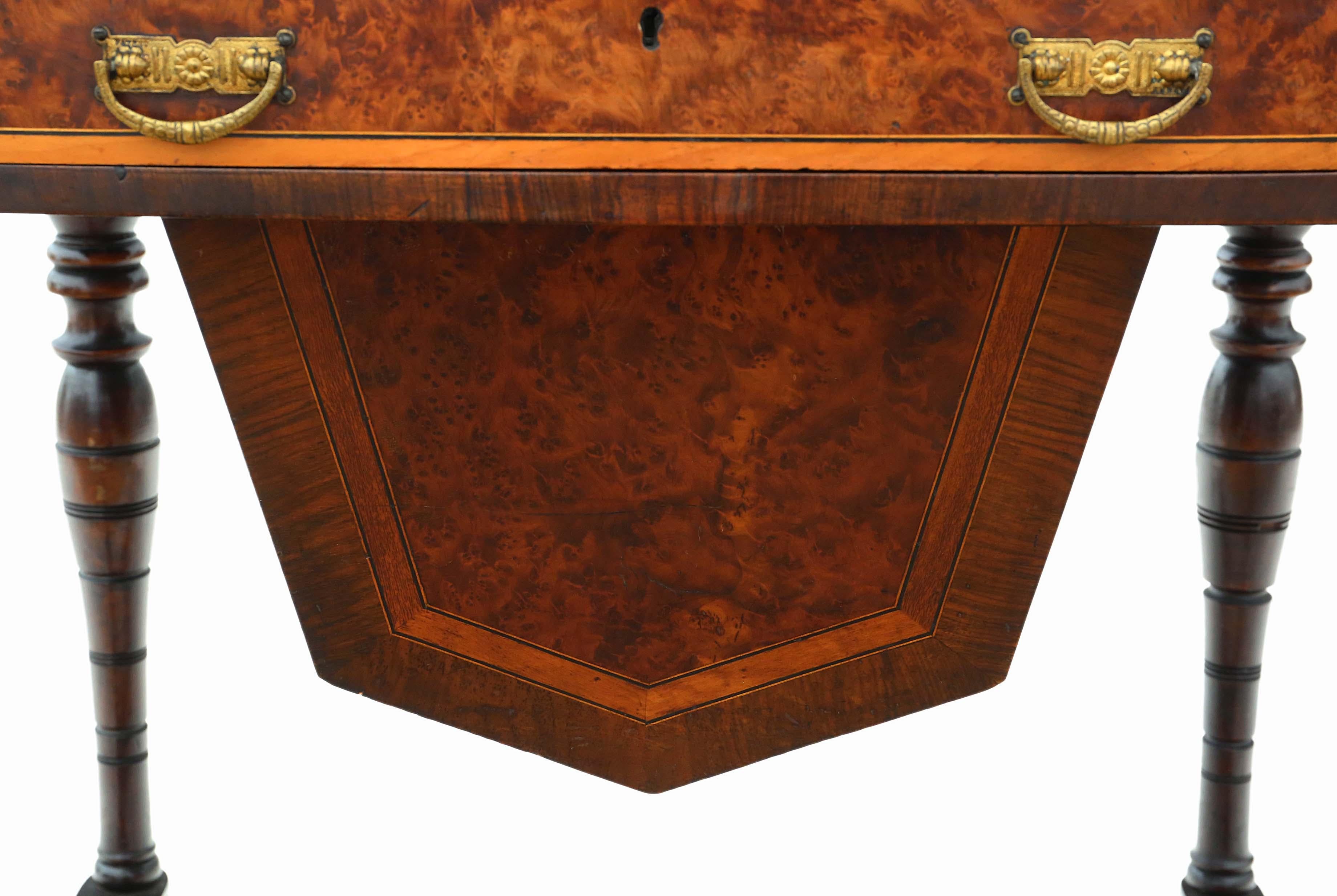 Victorian Burr Walnut Work Table Box 3