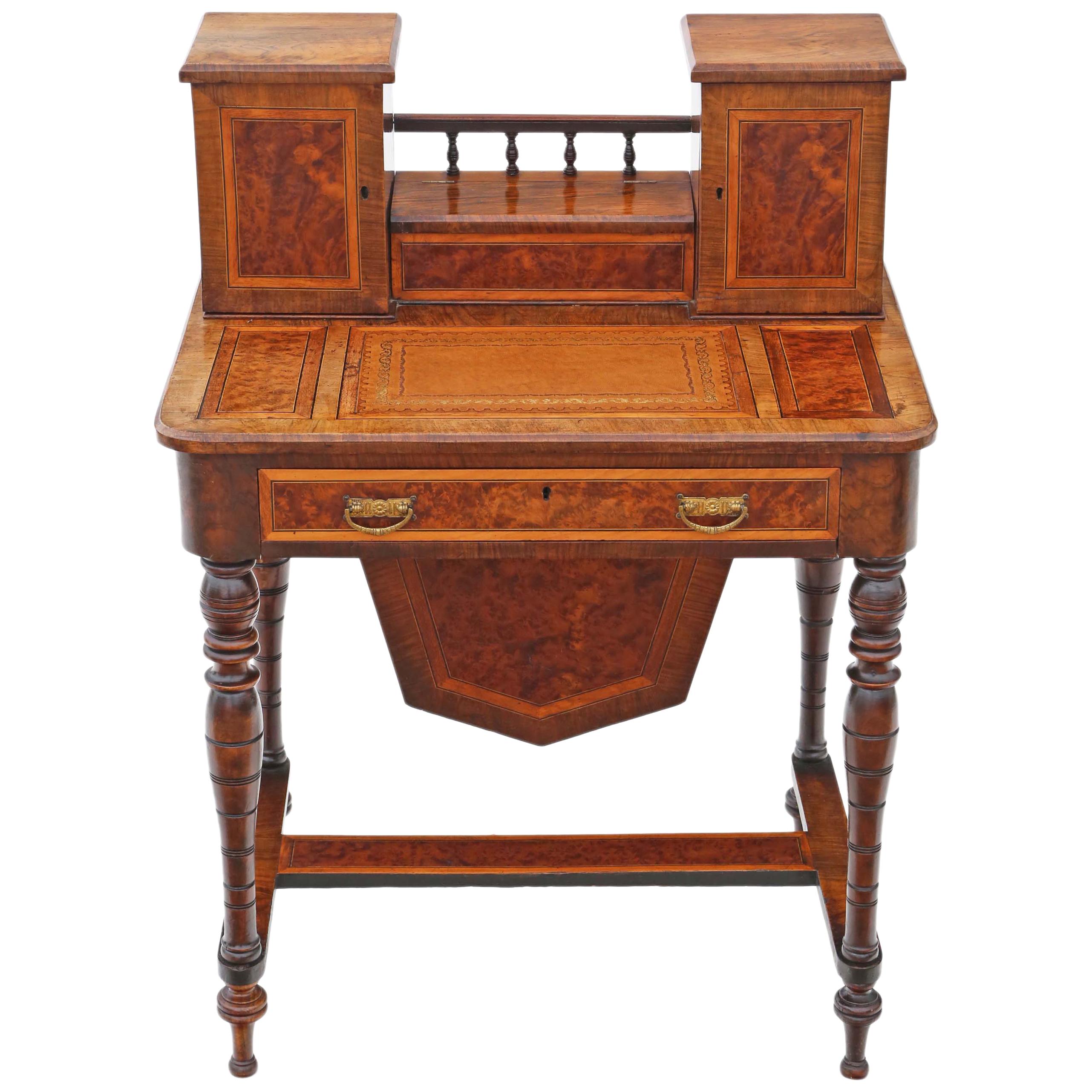 Victorian Burr Walnut Work Table Box