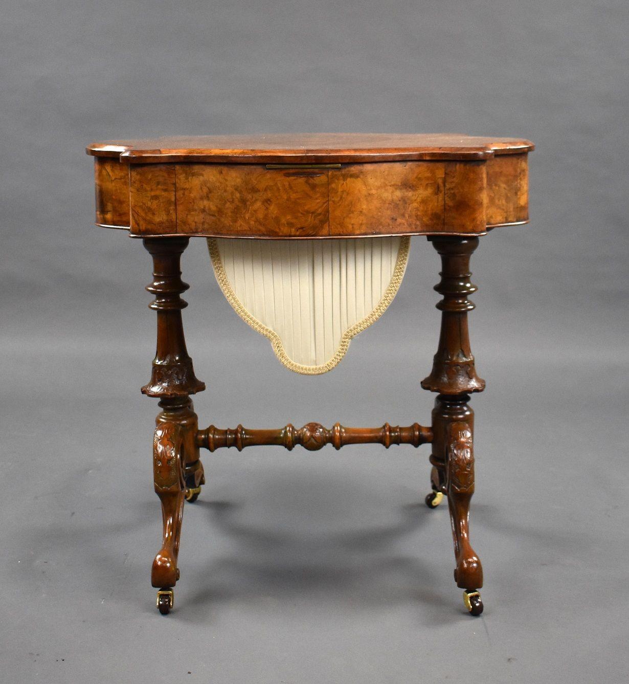 Victorian Burr Walnut Work/Writing Table For Sale 12