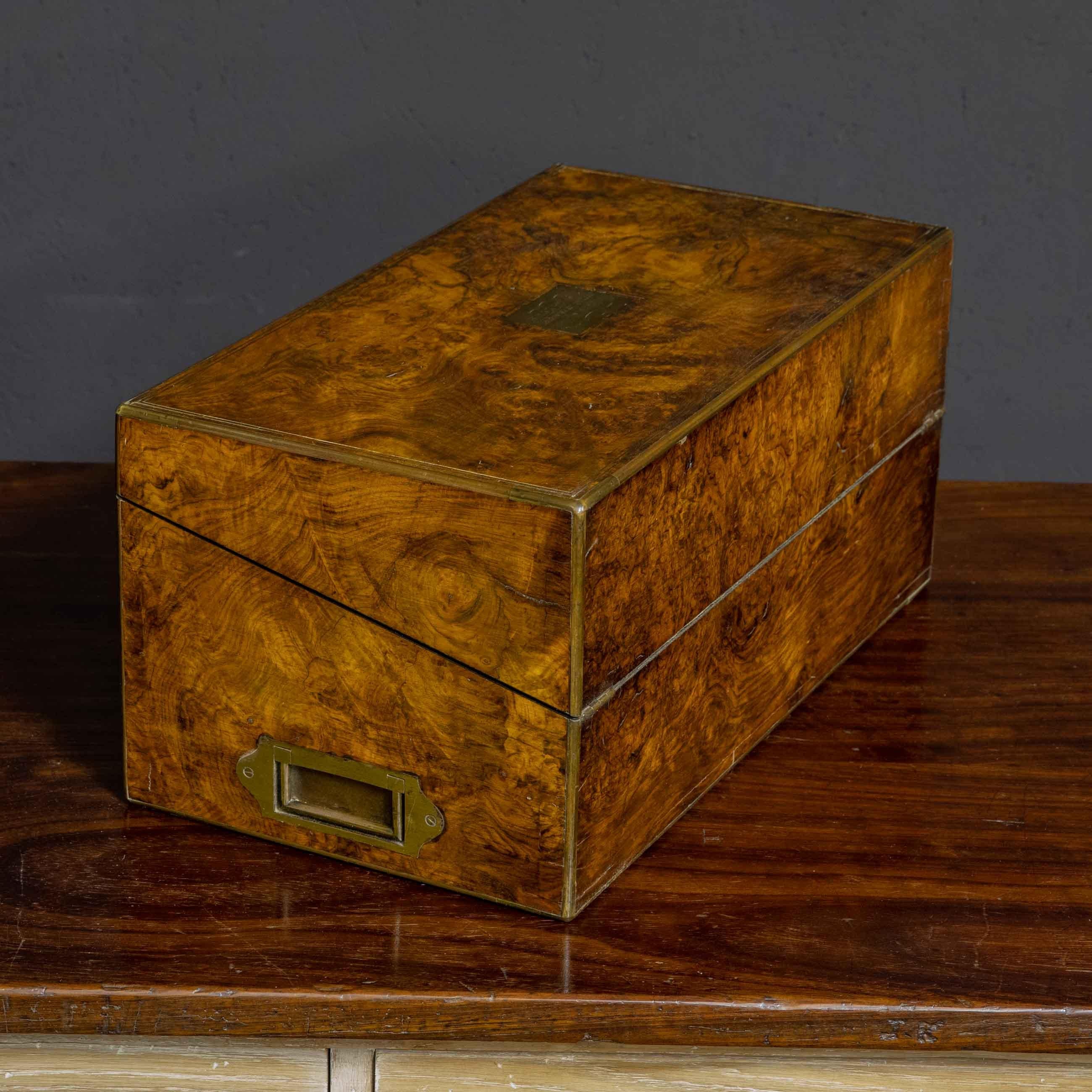 Victorian Burr Walnut Writing Box 9