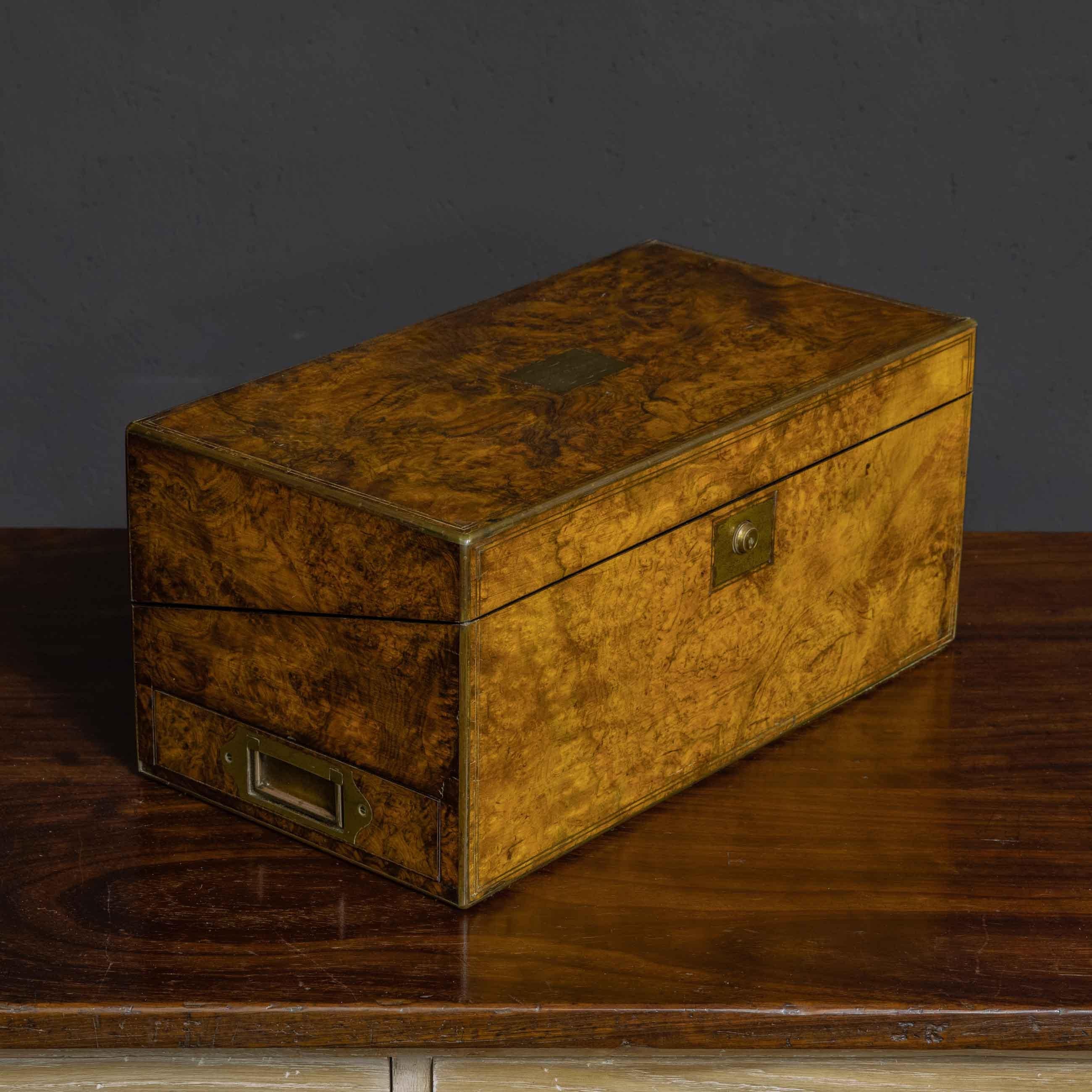 Victorian Burr Walnut Writing Box 10