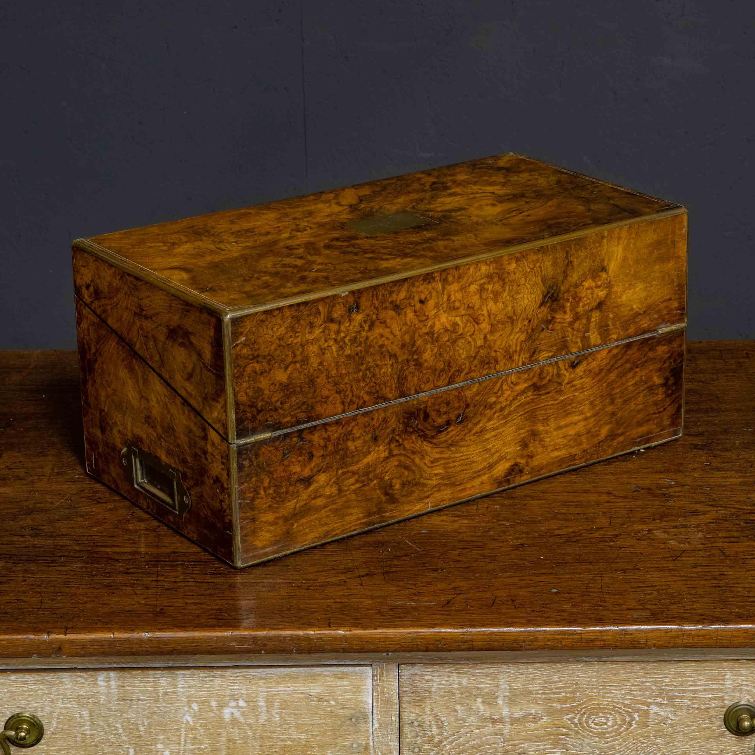 British Victorian Burr Walnut Writing Box