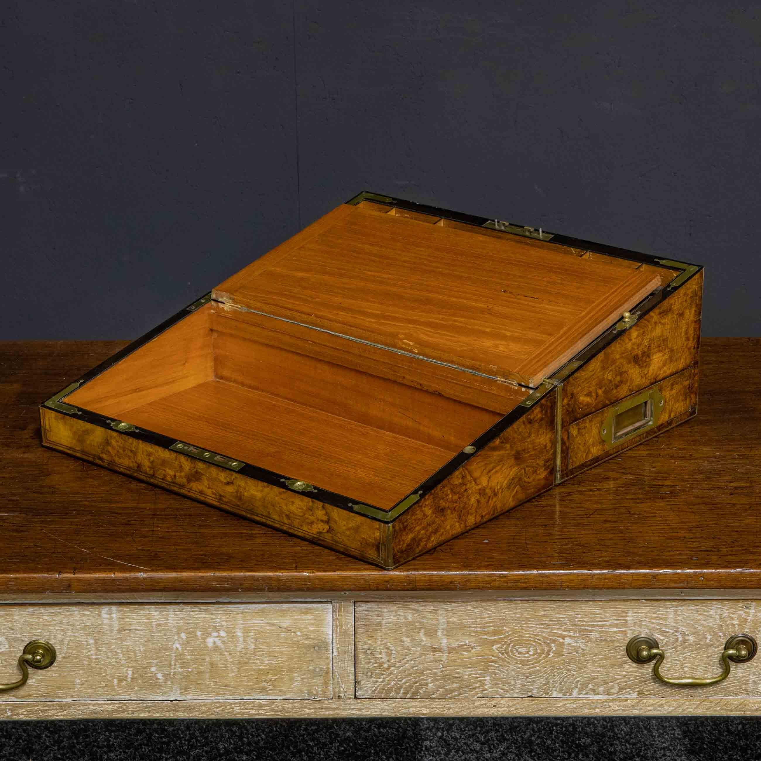 Victorian Burr Walnut Writing Box In Good Condition In Manchester, GB
