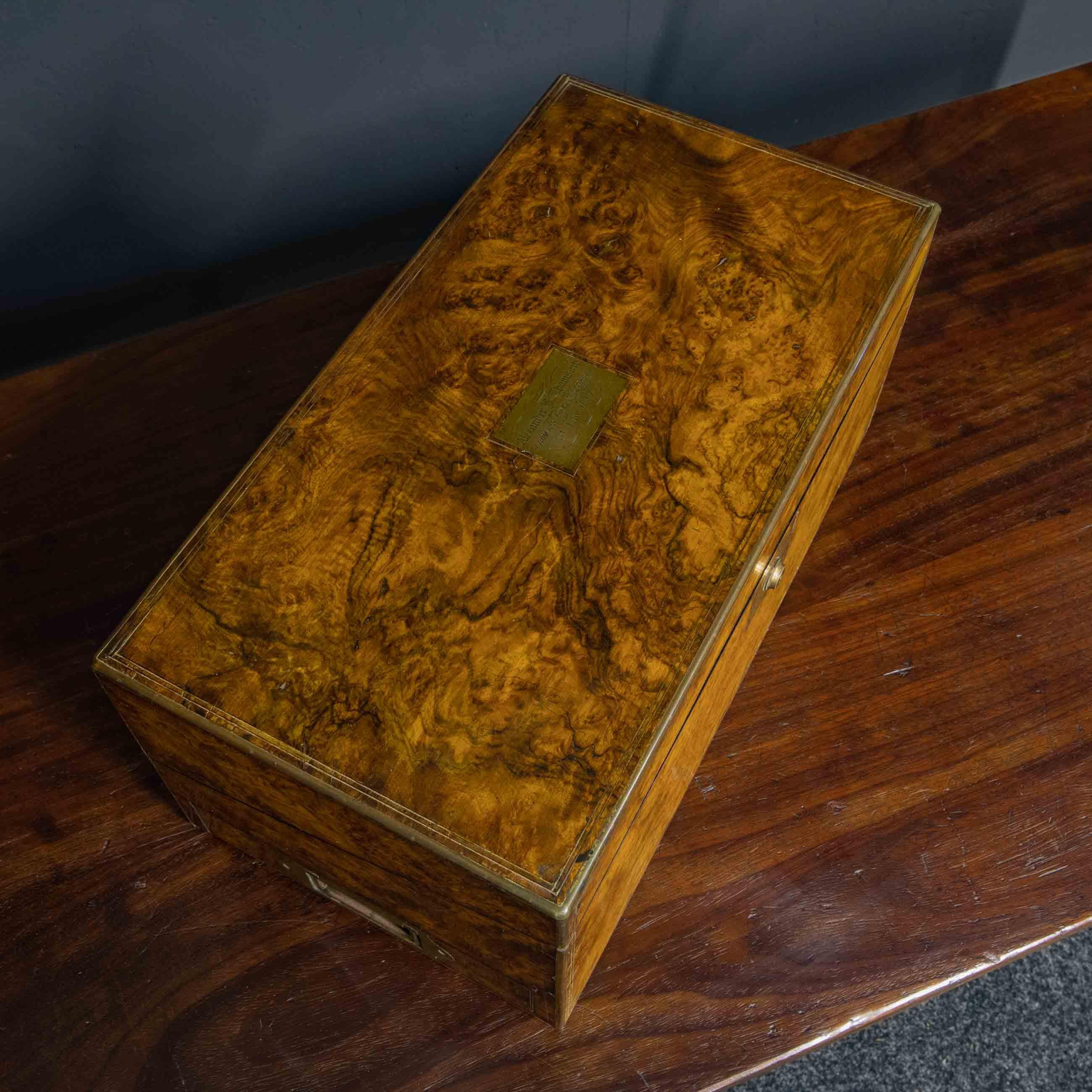 Victorian Burr Walnut Writing Box 4
