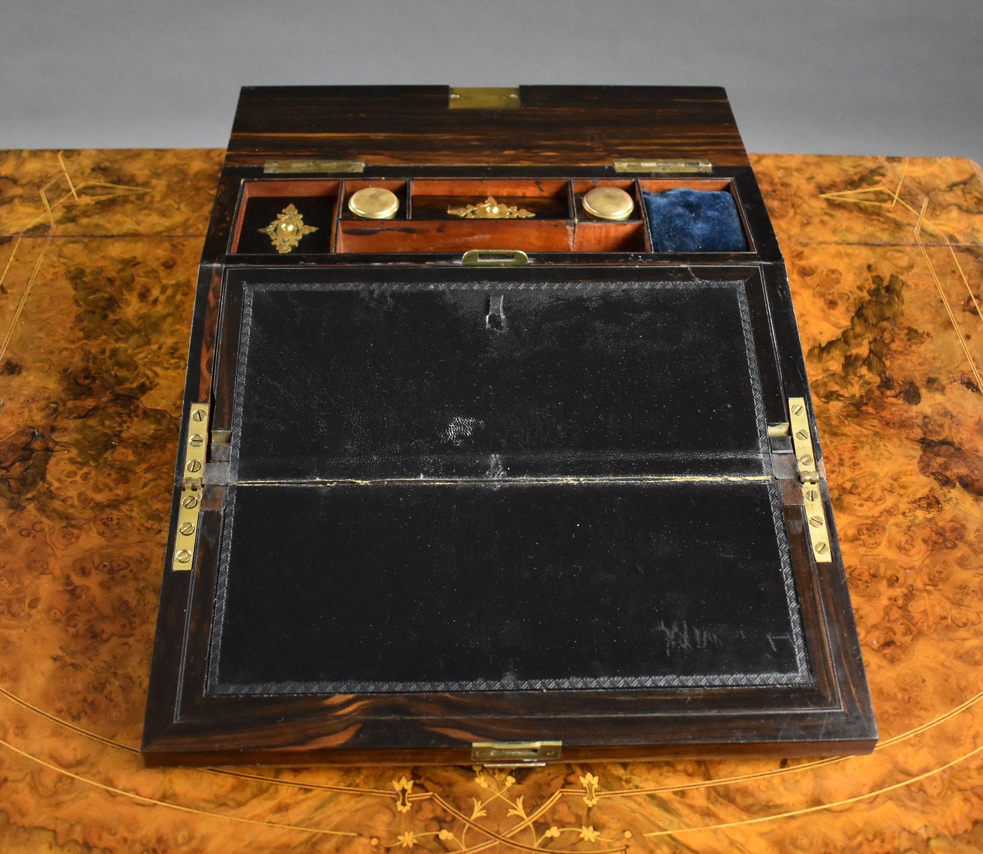 Victorian Burr Walnut Writing Slope For Sale 2