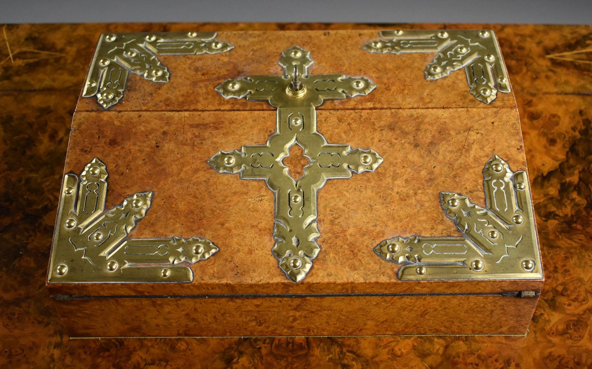 Victorian Burr Walnut Writing Slope For Sale 4