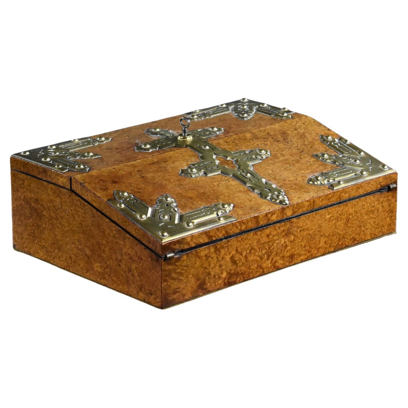 Victorian Burr Walnut Writing Slope For Sale