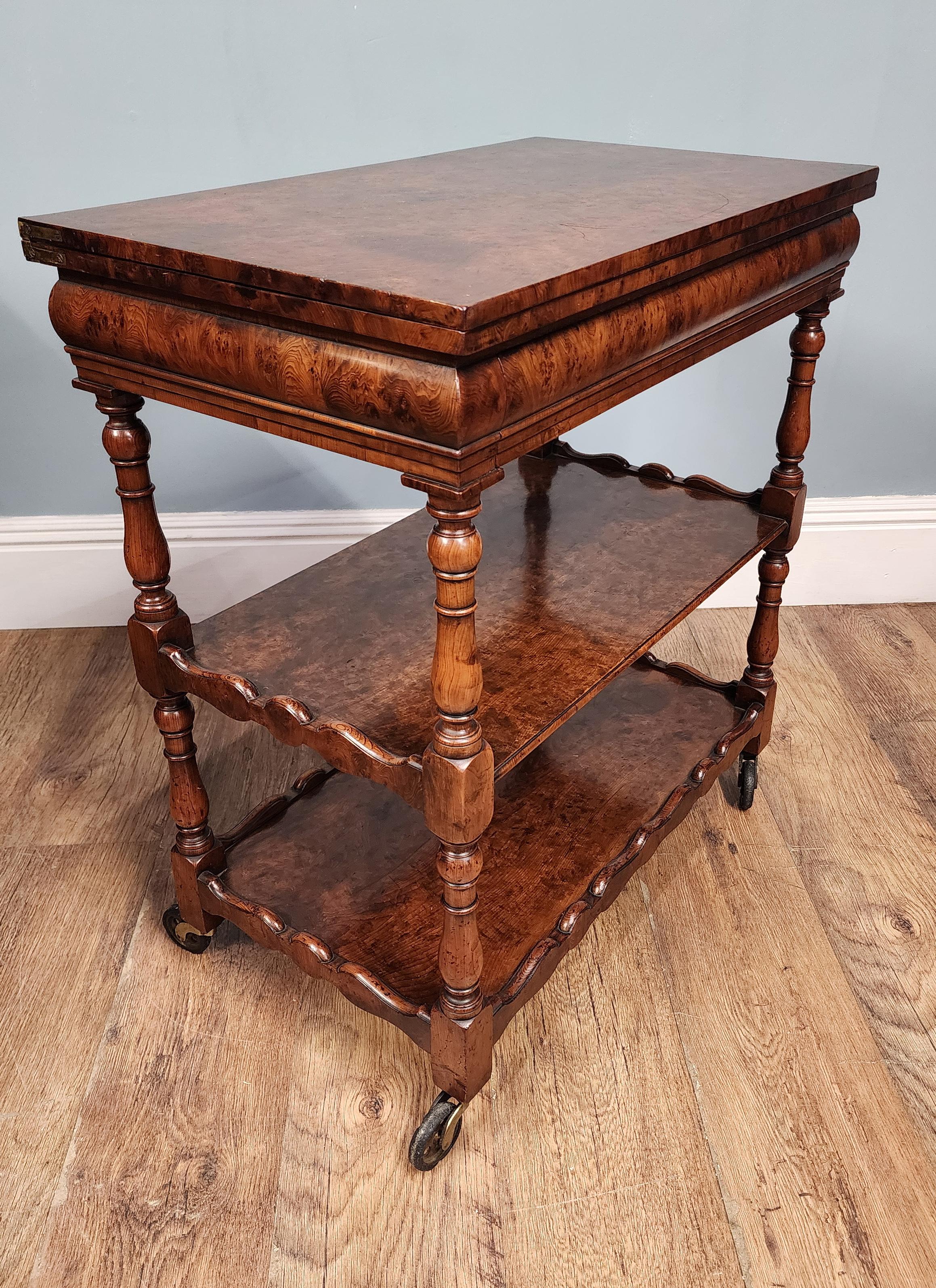 Walnut Victorian Butlers Trolley Whatnot Bookshelf 1890 For Sale