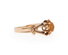 Victorian Buttercup Style Yellow Gold Citrine Antique Solitaire Engagement Ring