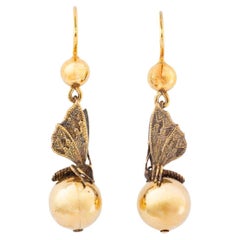 Boucles d'oreilles papillon victoriennes en or 15 carats, c. 1870