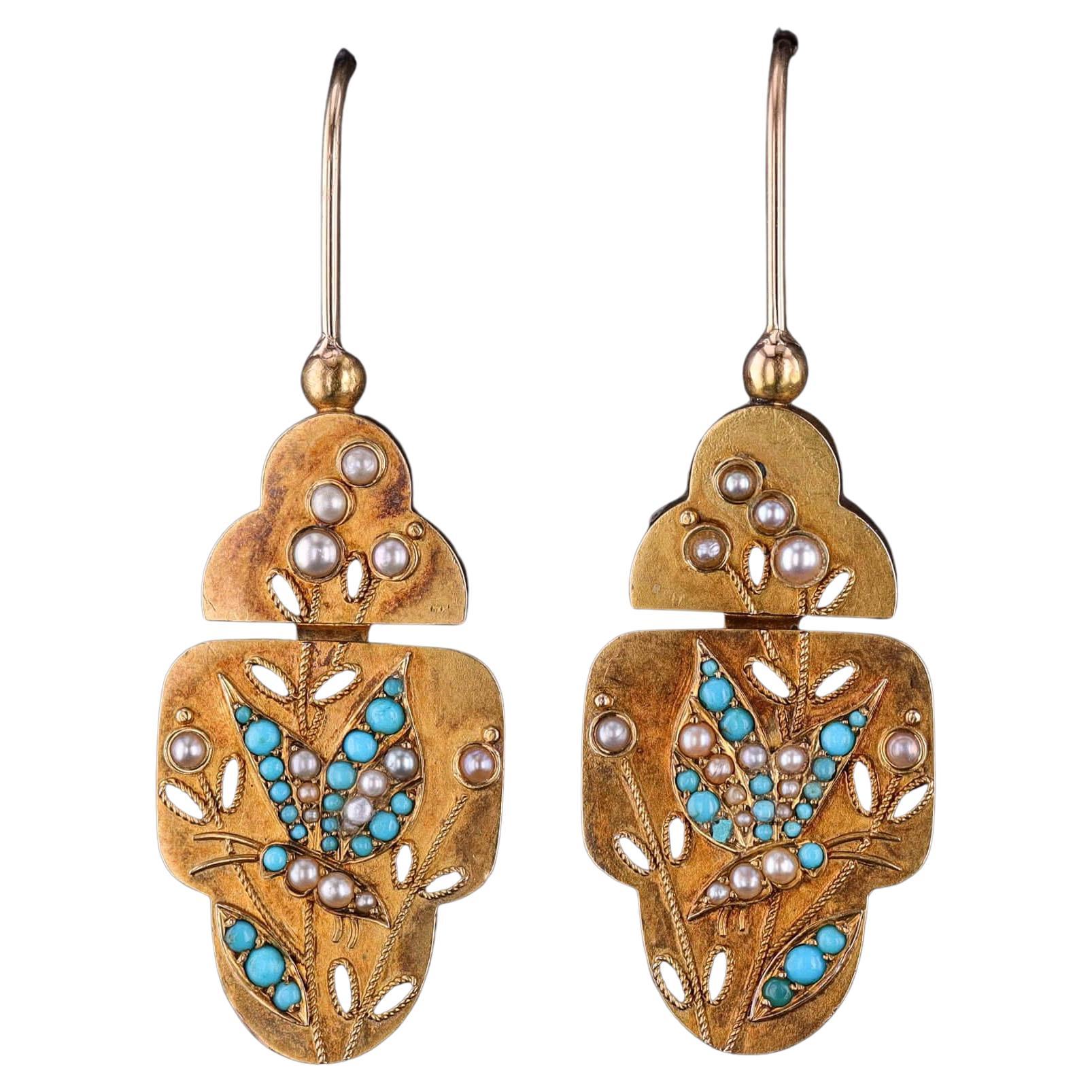 Victorian Butterfly Earrings of 14k Gold, Circa 1870-1890