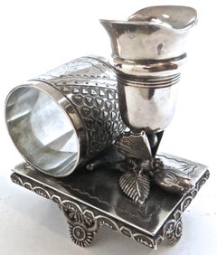 Victorian Butterfly Figural Napkin Ring & Bud Vase Combination American, ca 1884