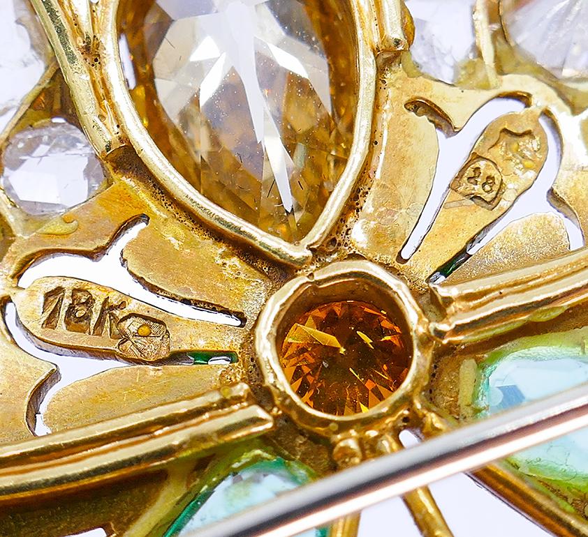 Victorian Butterfly Pin Brosche Gold Edelsteine Emaille 18k Estate Jewelry Antique für Damen oder Herren im Angebot