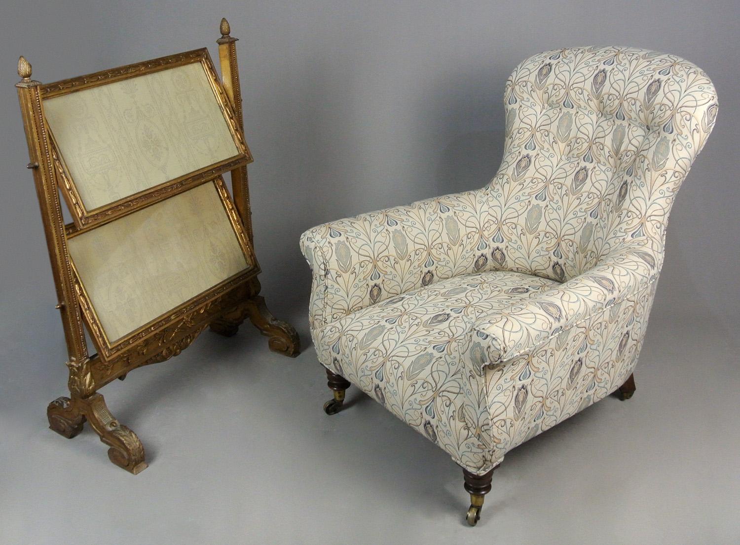 Mahogany Victorian Button Back Arm Chair in the Manner of Howard and Sons c. 1870
