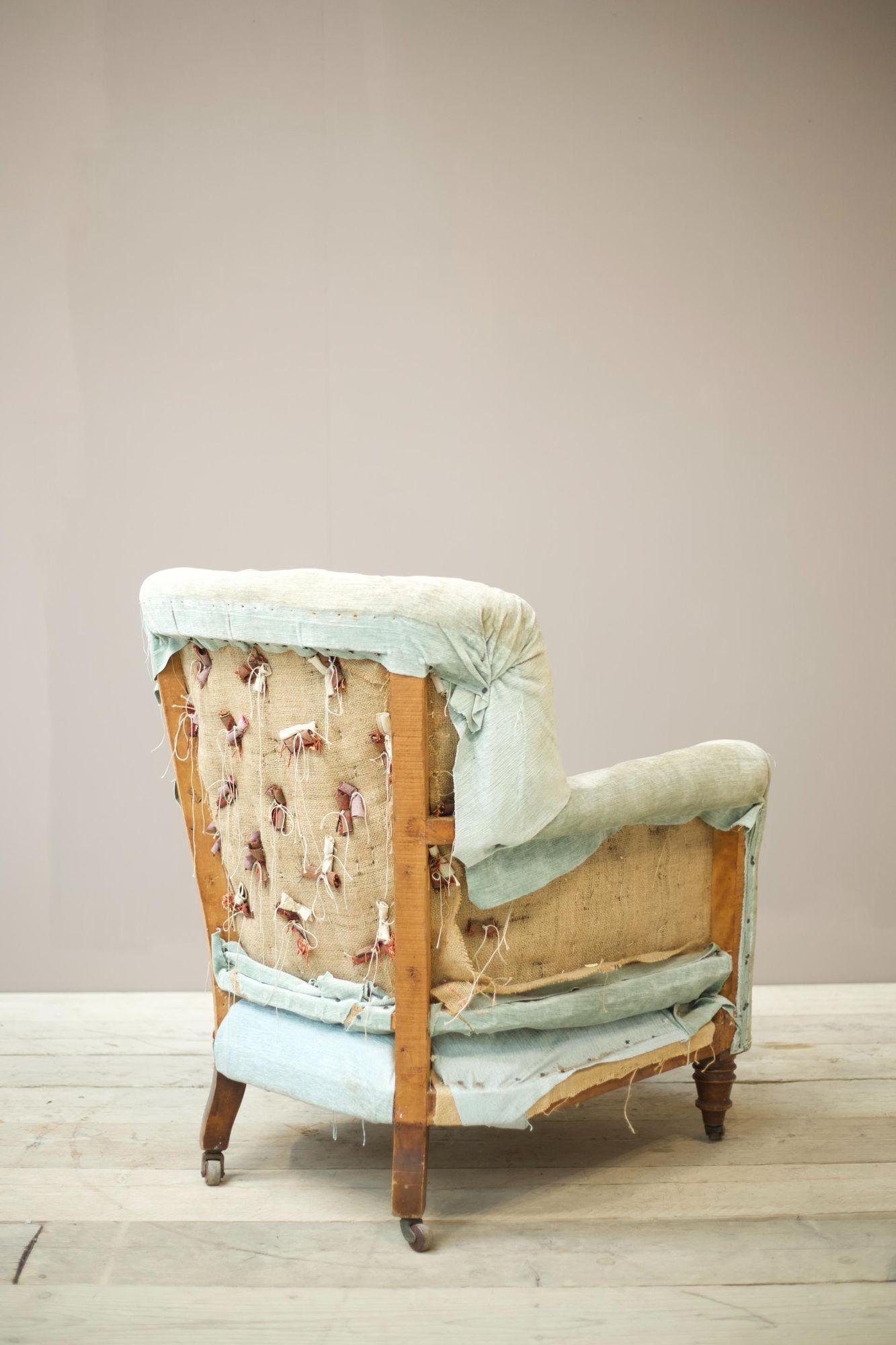 Beech Victorian Buttoned Back Tub Chair by Cornelius v Smith