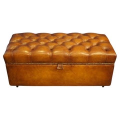 Used Victorian buttoned leather Ottoman