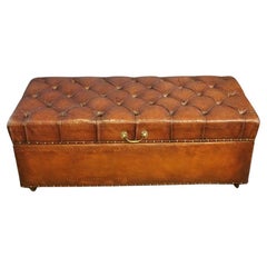 Used Victorian buttoned leather Ottoman