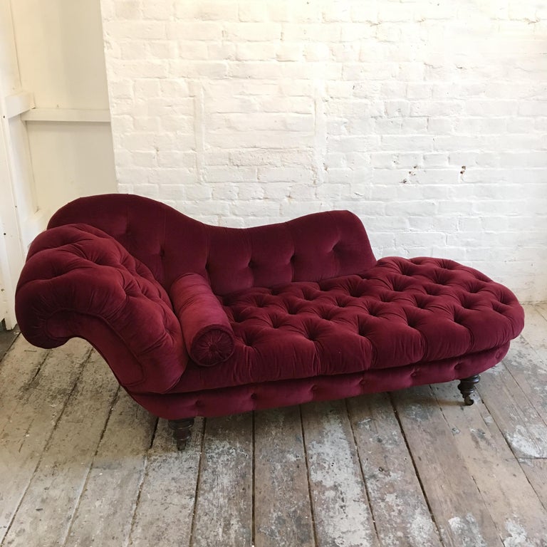 Victorian Buttoned Velvet Chaise Longue at 1stDibs