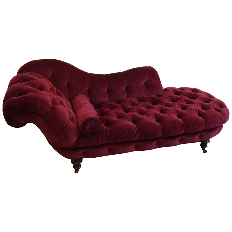 Victorian Buttoned Velvet Chaise Longue at 1stDibs