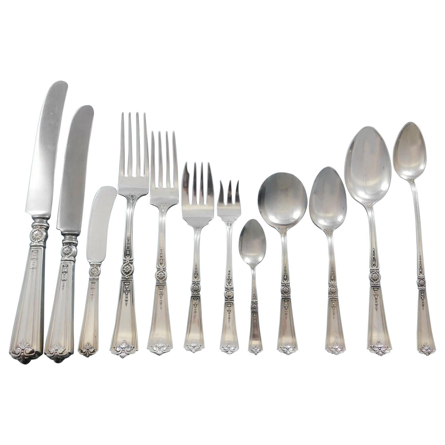 Victorian by Durgin Sterling Silver Flatware Set for 12 Service 195 Pieces