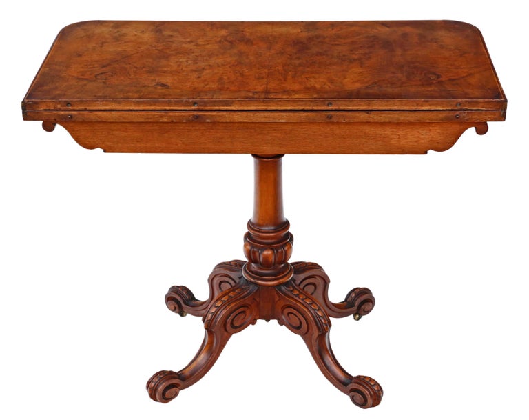 Victorian circa 1860 Burr Walnut Folding Card or Tea Table at 1stDibs ...