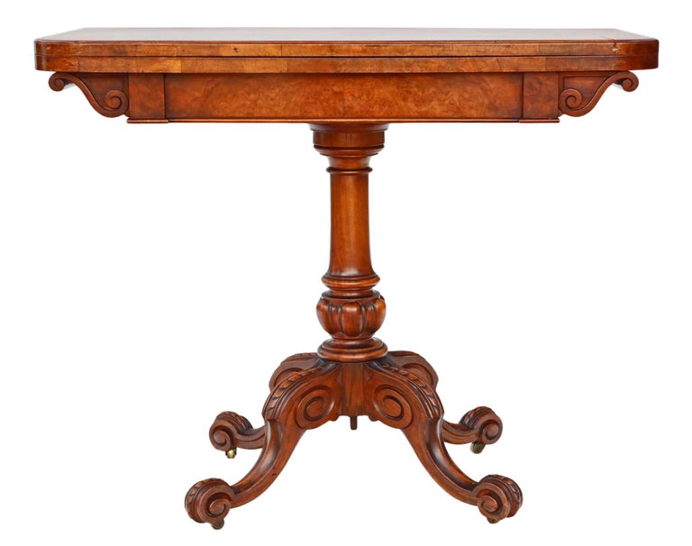 Victorian circa 1860 Burr Walnut Folding Card or Tea Table at 1stDibs ...