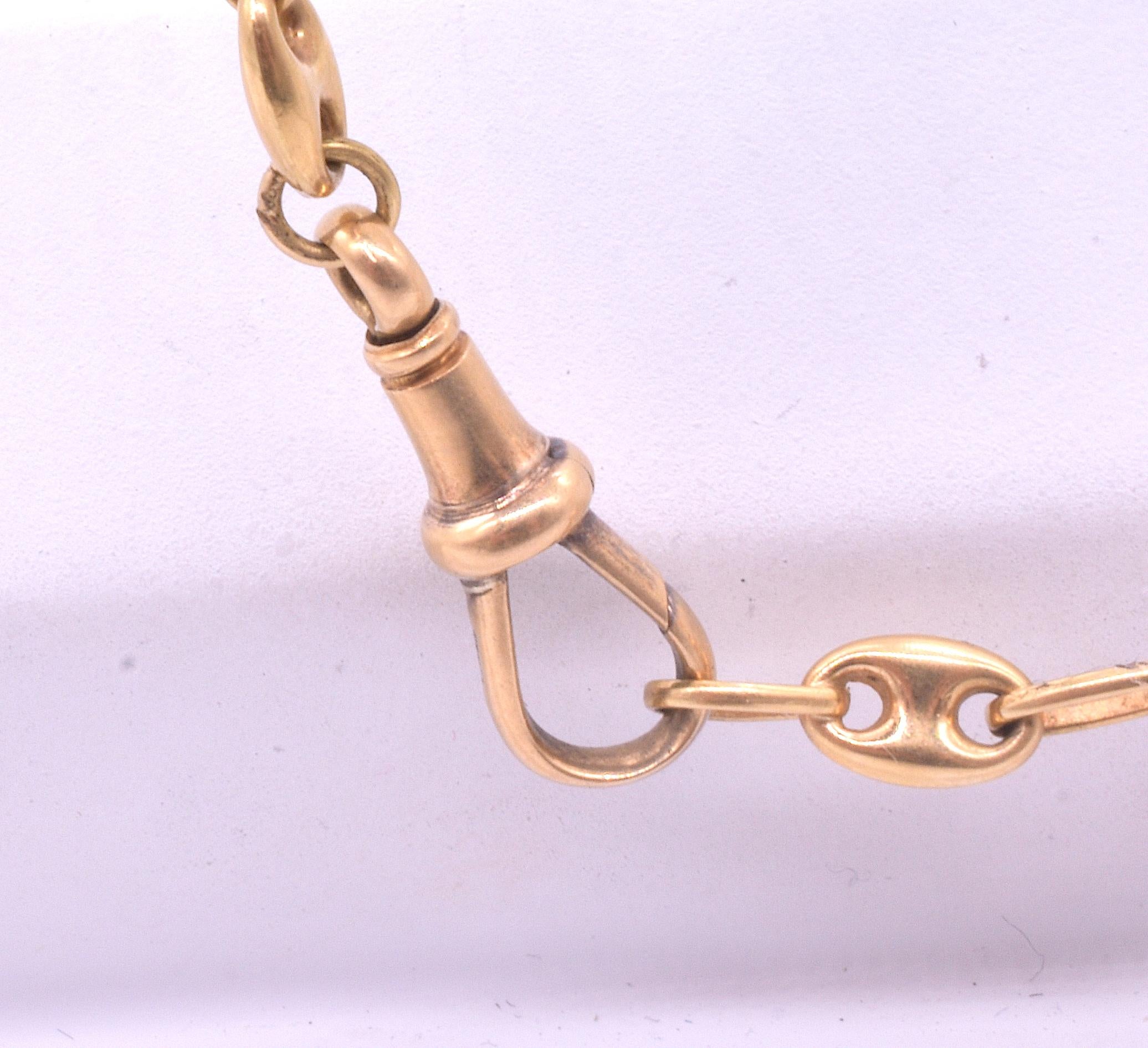 Victorian circa 1880 18 Carat Nautical Anchor Link Necklace with Dog Clip 4