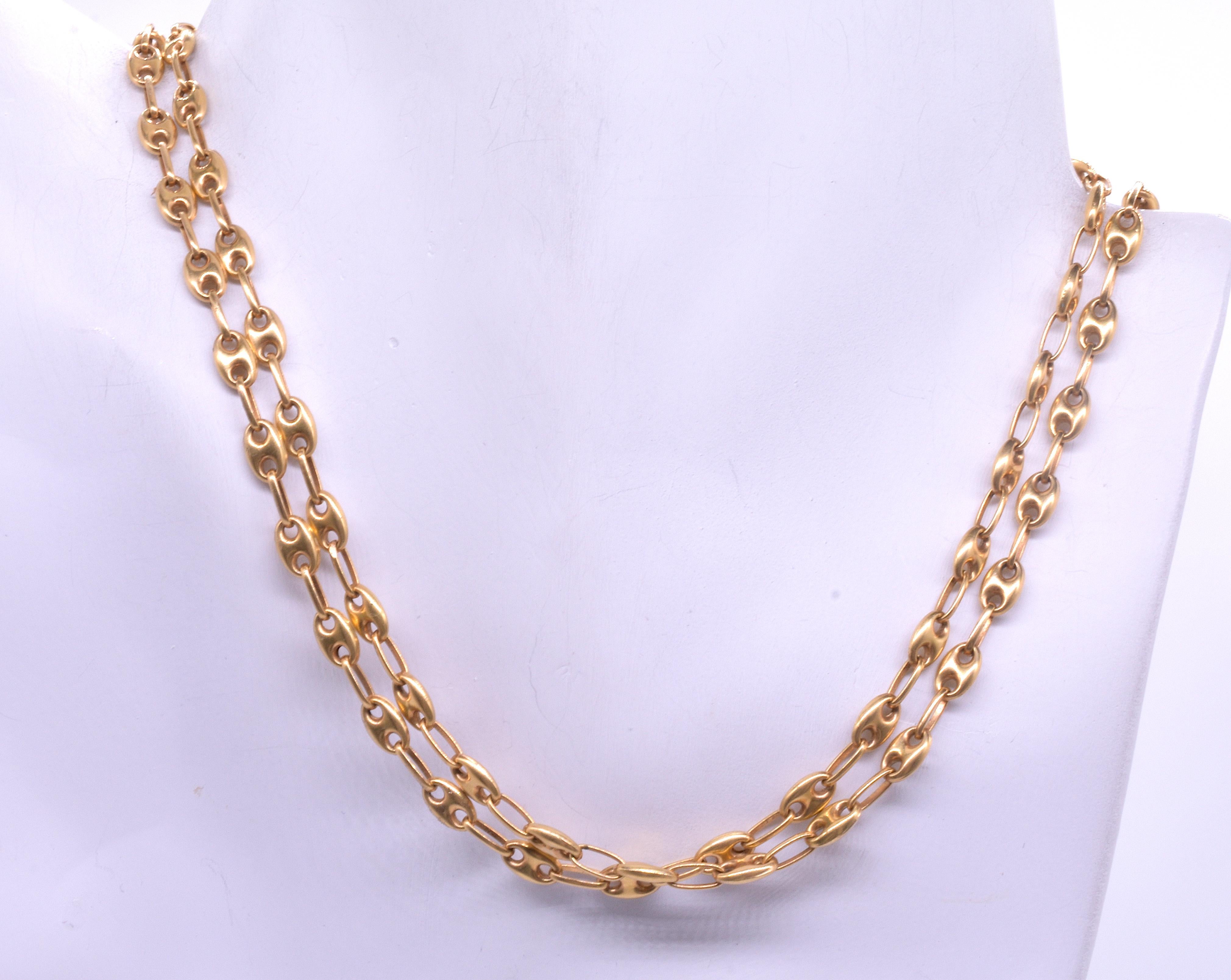 Victorian circa 1880 18 Carat Nautical Anchor Link Necklace with Dog Clip 5