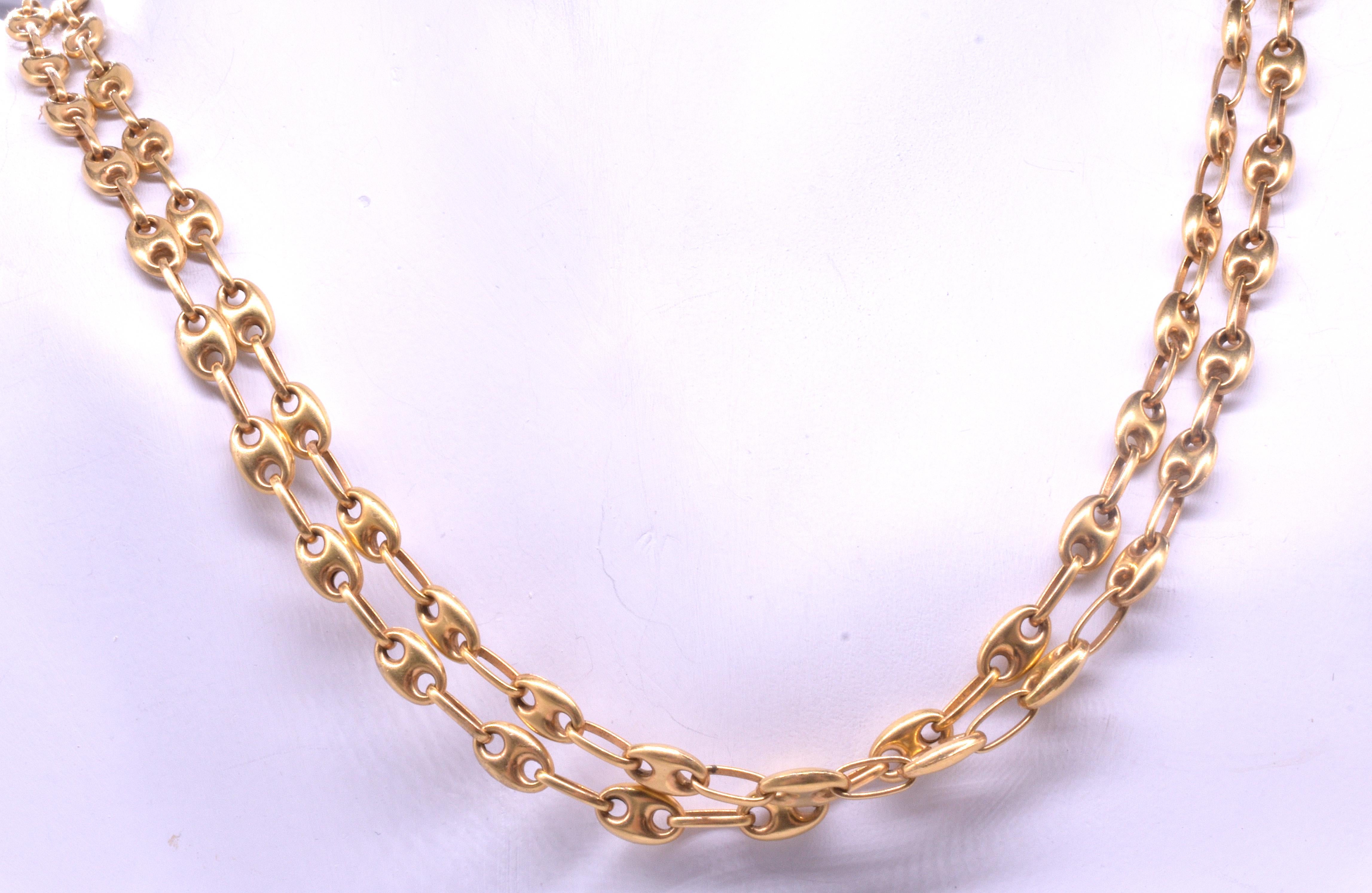 Victorian circa 1880 18 Carat Nautical Anchor Link Necklace with Dog Clip 6