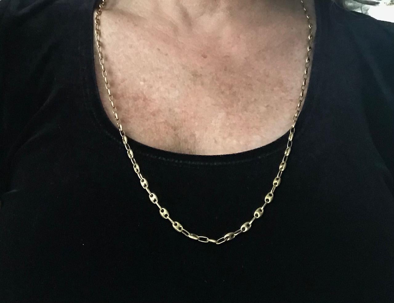 Victorian circa 1880 18 Carat Nautical Anchor Link Necklace with Dog Clip 7